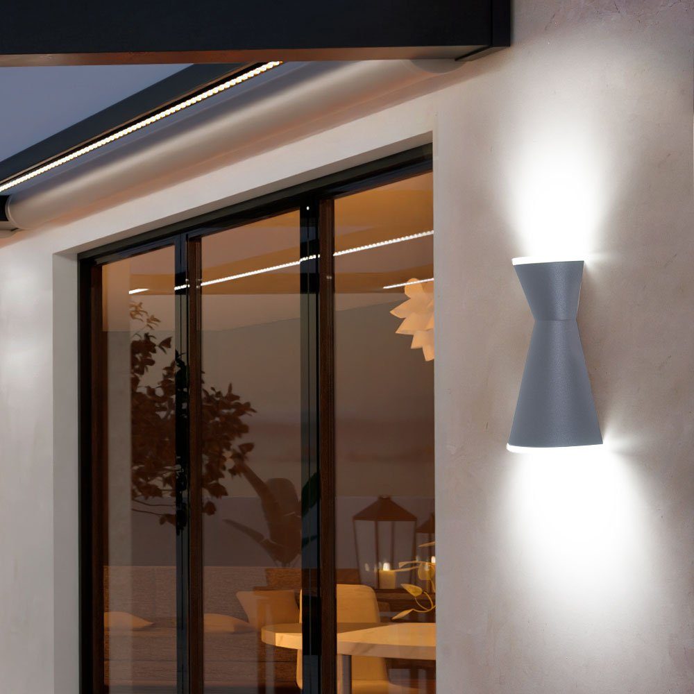 Hauswandlampe fest Außen-Wandleuchte, Up etc-shop Außenleuchte verbaut, Wandleuchte Terrasse, Warmweiß, Wandlampe LED-Leuchtmittel