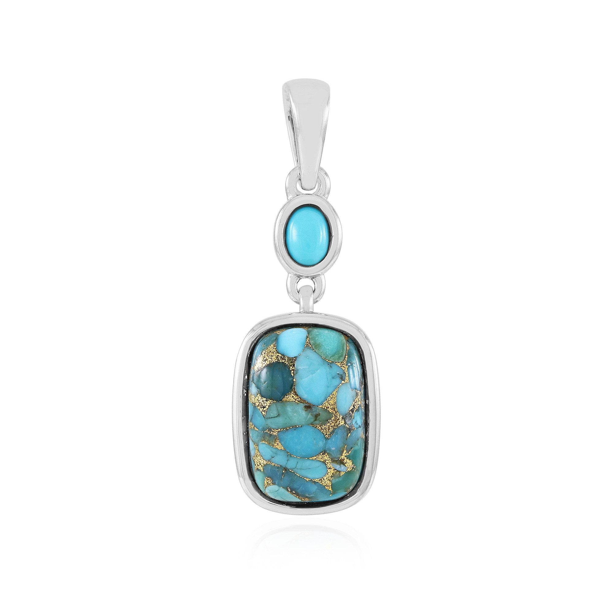 Cavill Kettenanhänger Blauer Mohave Türkis Anhänger 3,78 ct, platin. 925 Silber Oval (1-tlg)