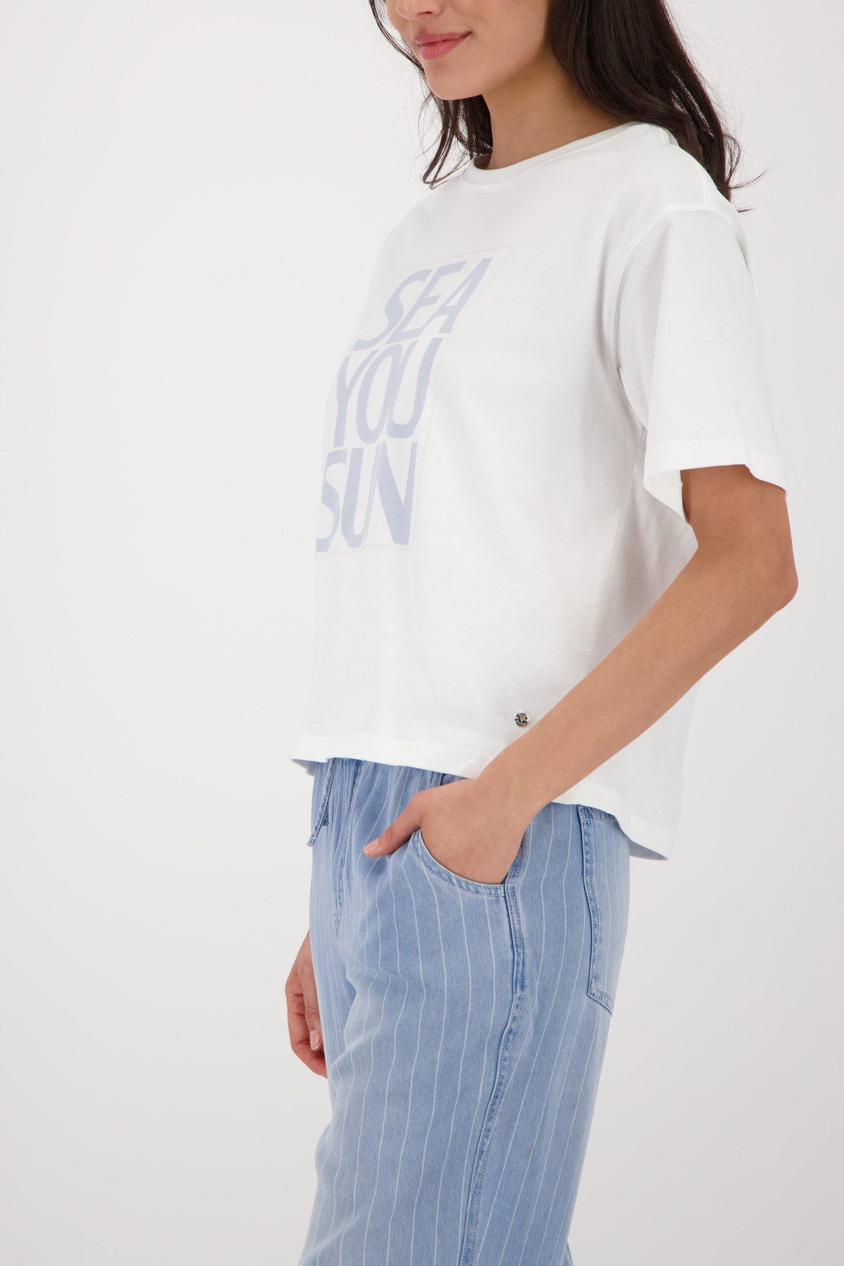 Monari T-Shirt Shirt Druck platziert Regular fit mit Schriftzug