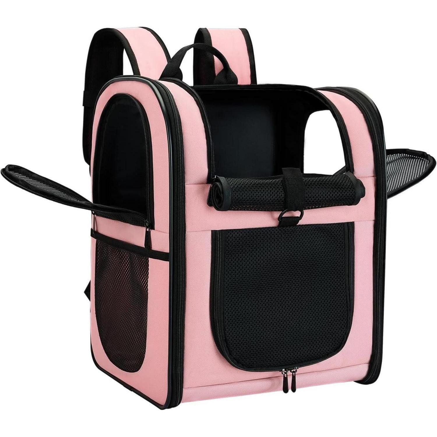 LuxusKollektion Tiertransporttasche Haustier Rucksack Tragetasche 2-12kg weich faltbar Pink von LuxusKollektion