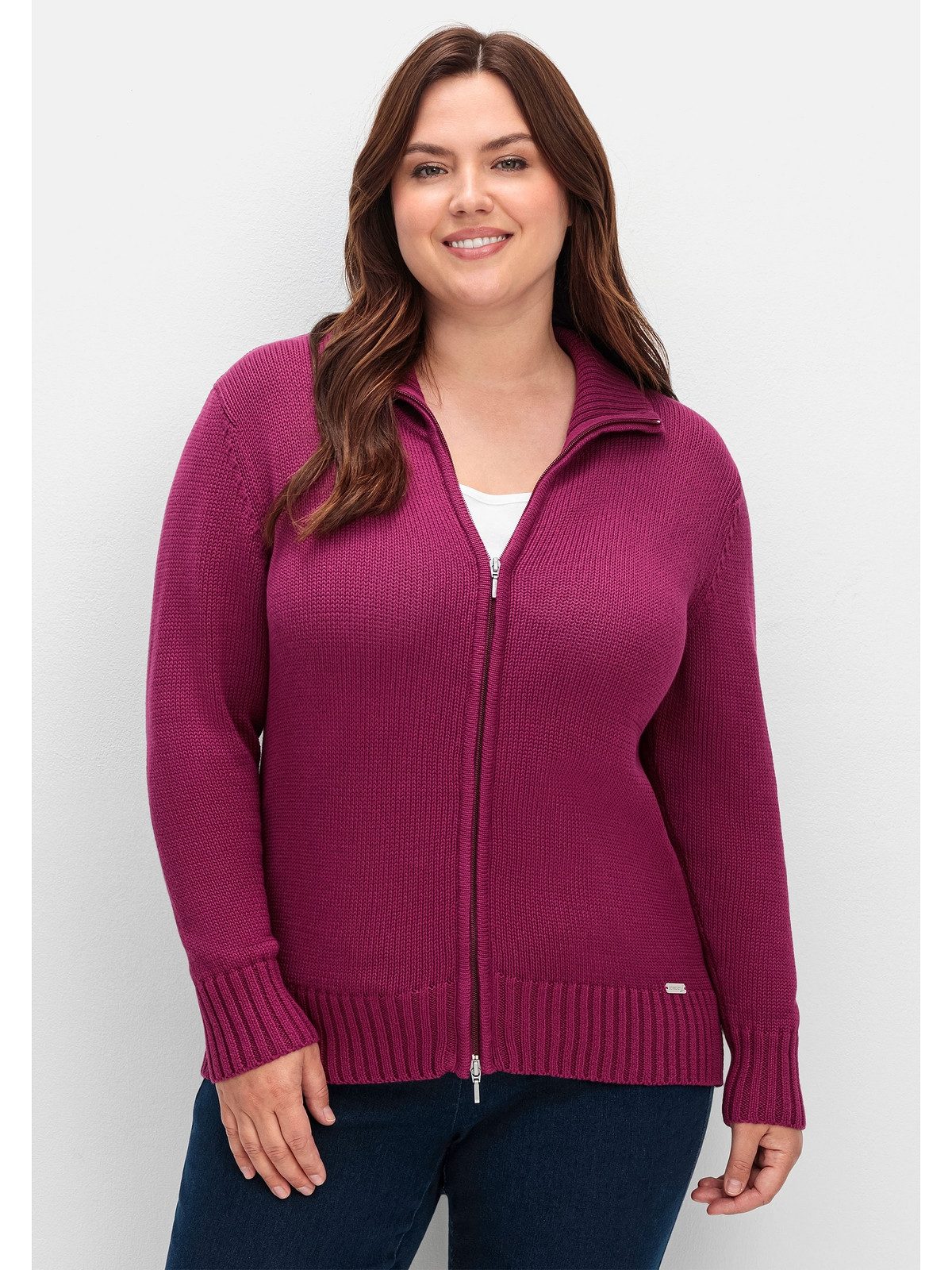 Sheego Strickjacke Große Größen mit Troyerkragen günstig online kaufen