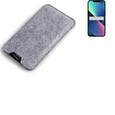 K-S-Trade Handyhülle für Apple iPhone 13 mini, Filz Handyhülle Schutzhülle Filztasche Filz Tasche Case Sleeve