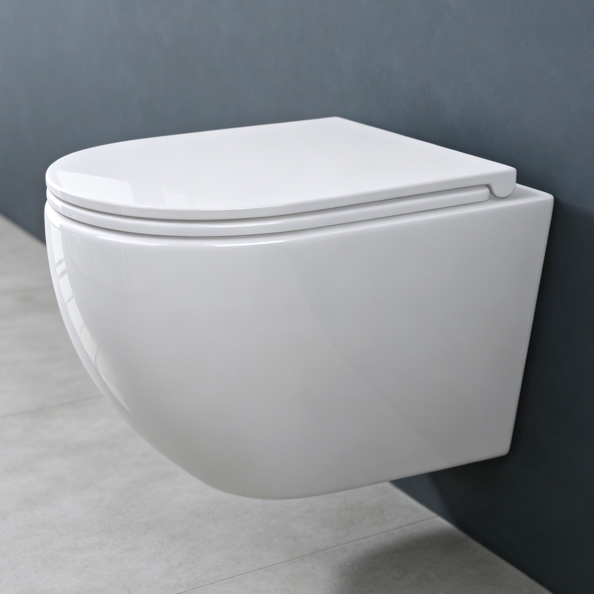 doporro Tiefspül-WC Hänge-WC Wand-WC Spülrandlos Softclose-Sitz aus Keramik wassersparend, wandhängend, inkl. SilentClose-Sitz mit Absenkautomatik, weiß/schwarz