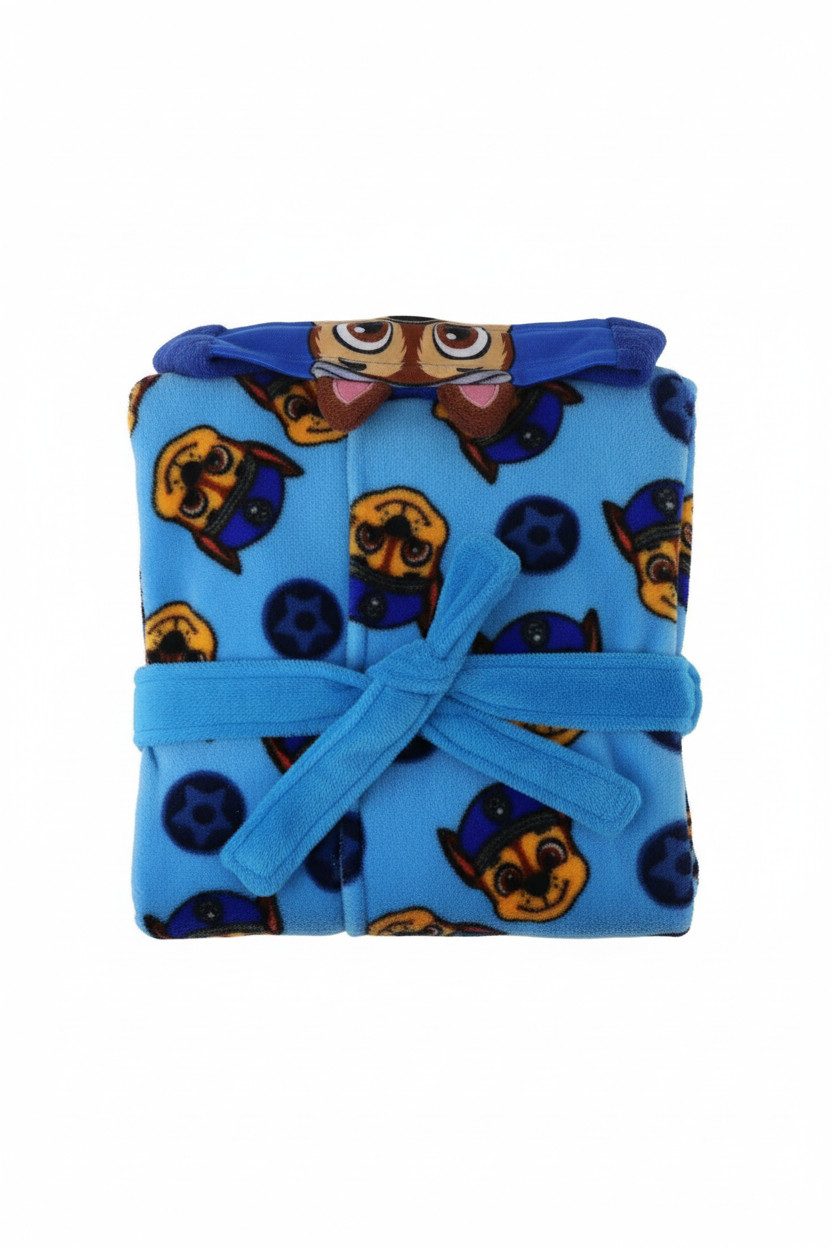 Disney Bademantel Kinder Fleece-Bademantel mit Chase (Paw Patrol) Kapuze, 100% POLYESTER