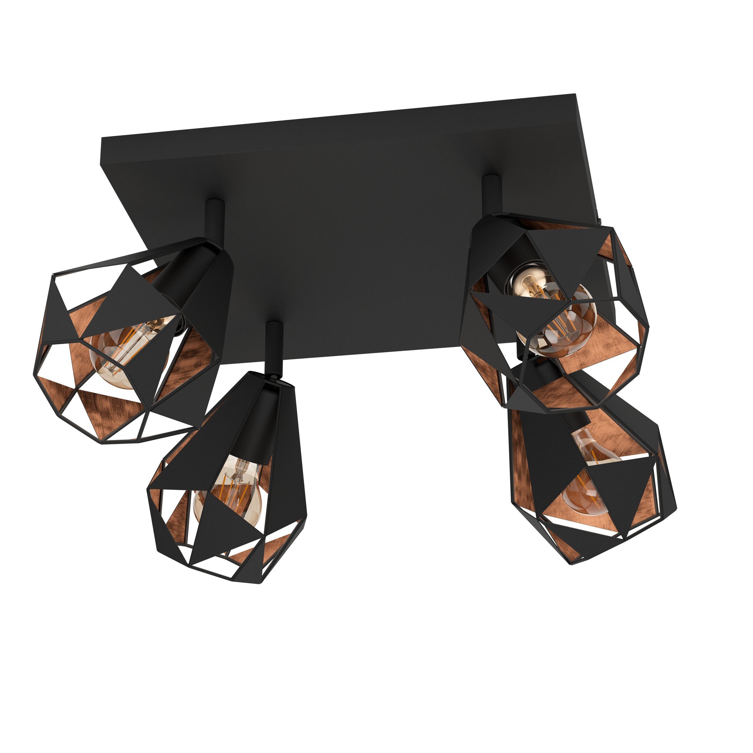 EGLO LED Deckenspot Carlton 7, Leuchtmittel exklusive, EGLO Spot Carlton 7 schwarz, kupferfarben-antik 4X40W L:37 H:25,5 cm