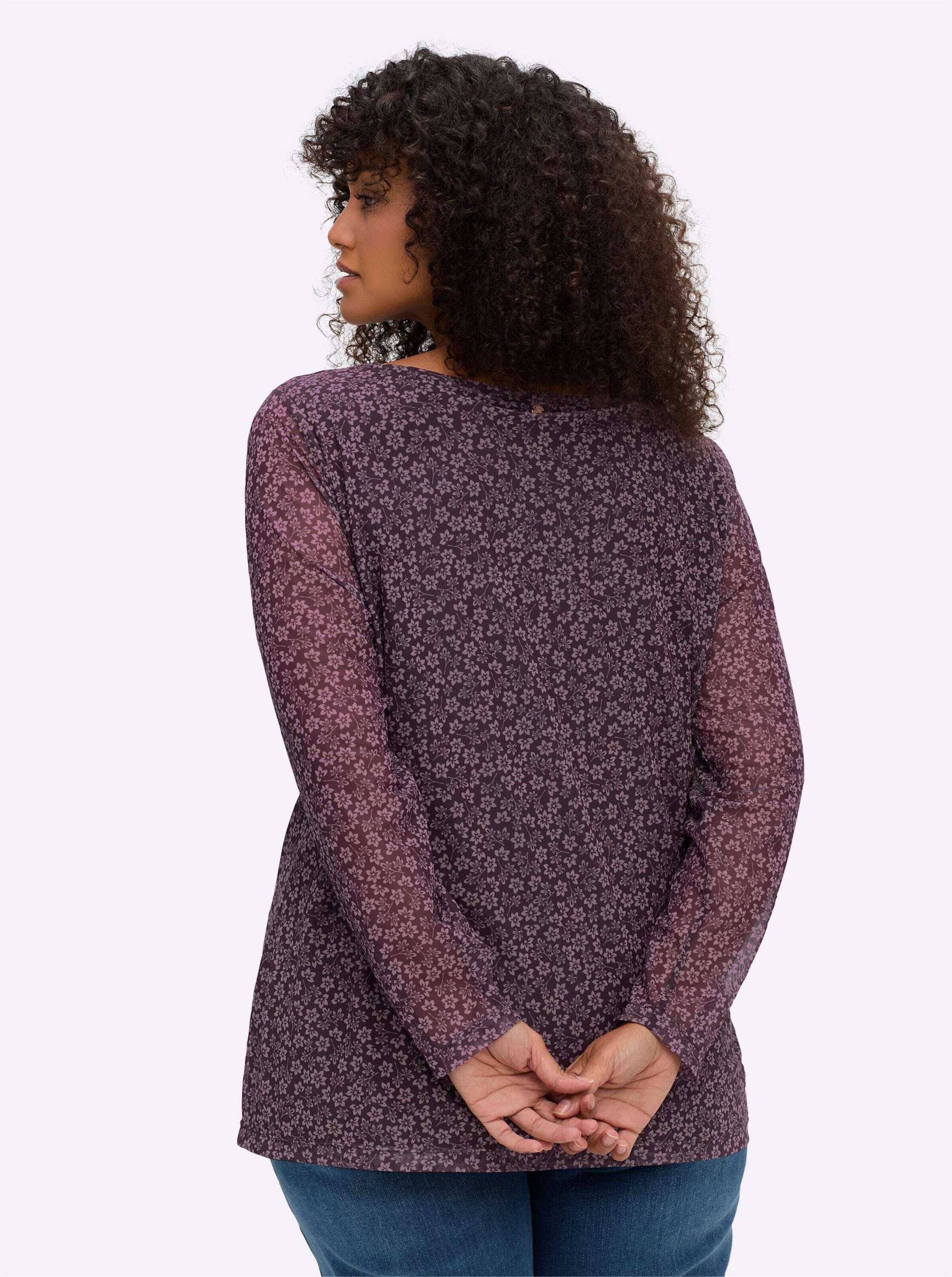 Sheego T-Shirt Mesh-Shirt Langarm