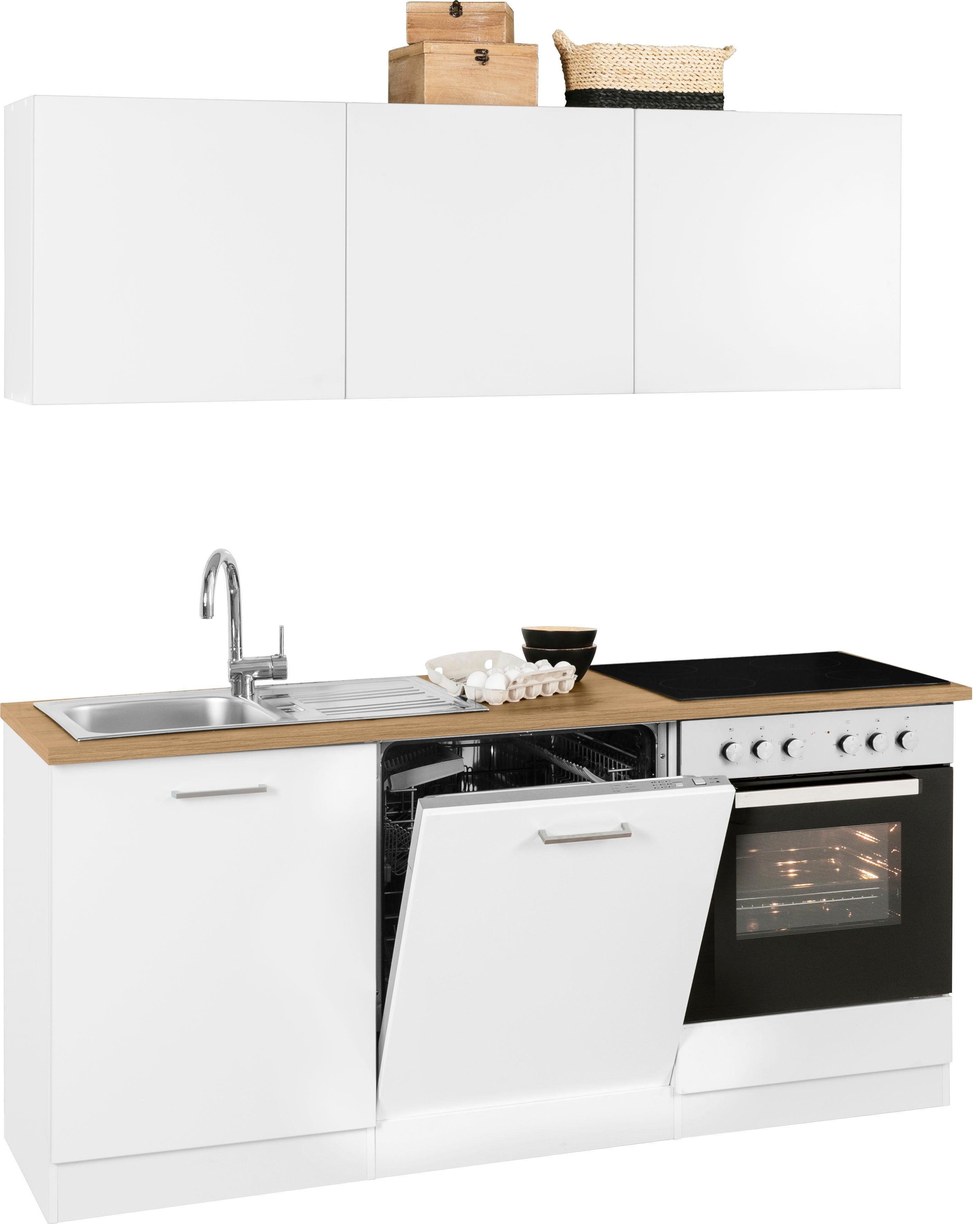 KOCHSTATION Küchenzeile KS-Kehl, mit E-Geräten, Breite 180 cm, inkl. Geschirrspülmaschine