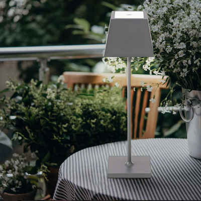 SIGOR Außen-Tischleuchte, LED-Leuchtmittel fest verbaut, Warmweiß, Außenleuchte LED Tischleuchte anthrazit