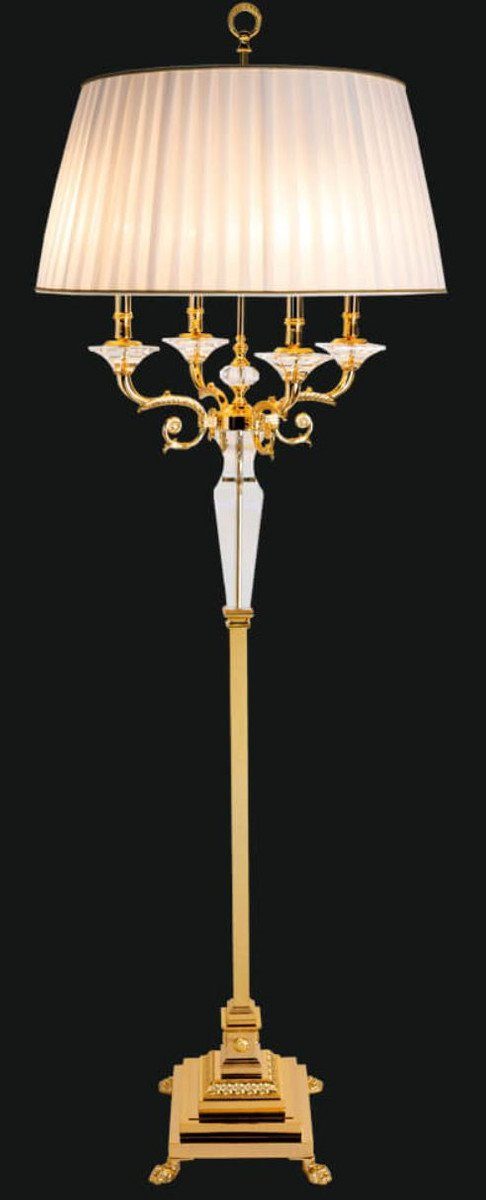 Casa Padrino Stehlampe Luxus Barock Stehleuchte Gold / Weiß Ø 65 x H. 185  cm - Elegante Barockstil Stehlampe mit edlem Kristallglas - Barockstil Möbel