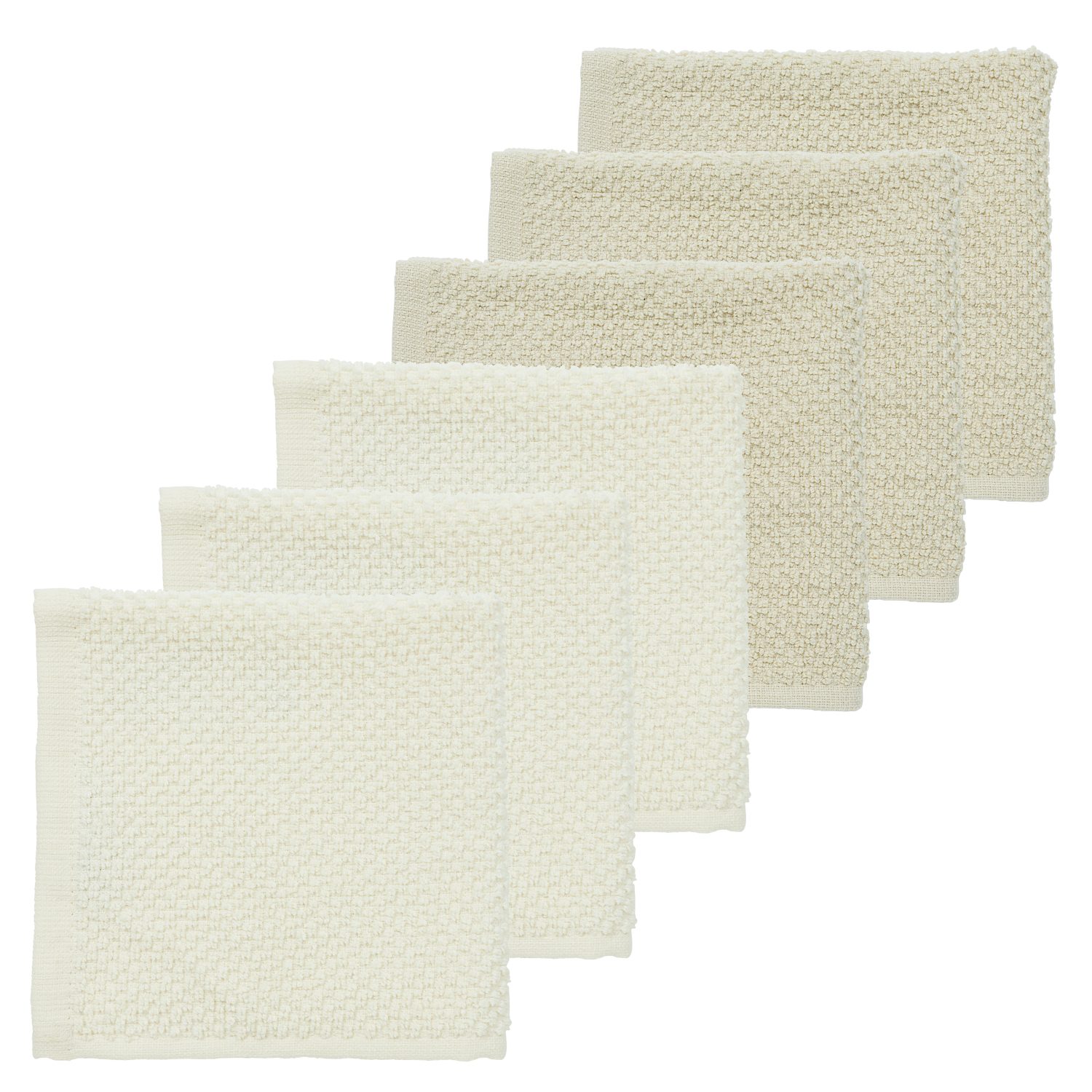 Meyco Baby Spucktuch Popcorn Natural/Soft Sand, (100% Baumwolle, 6-tlg), 30x30cm - 6-Pack