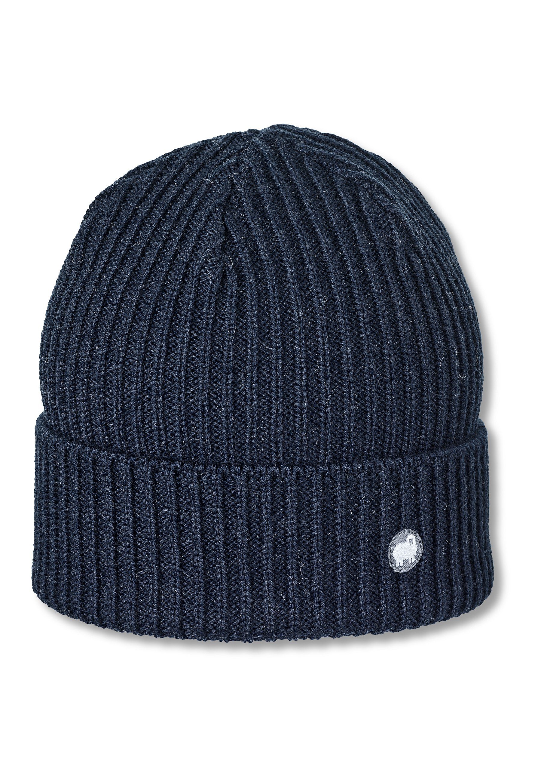 ideal aus Tage) Strick Beanie (1-St., Umschlag Kinder Babymütze Strickmütze Sterntaler® unifarben kalte marine Strickmütze für Merinowolle mit für