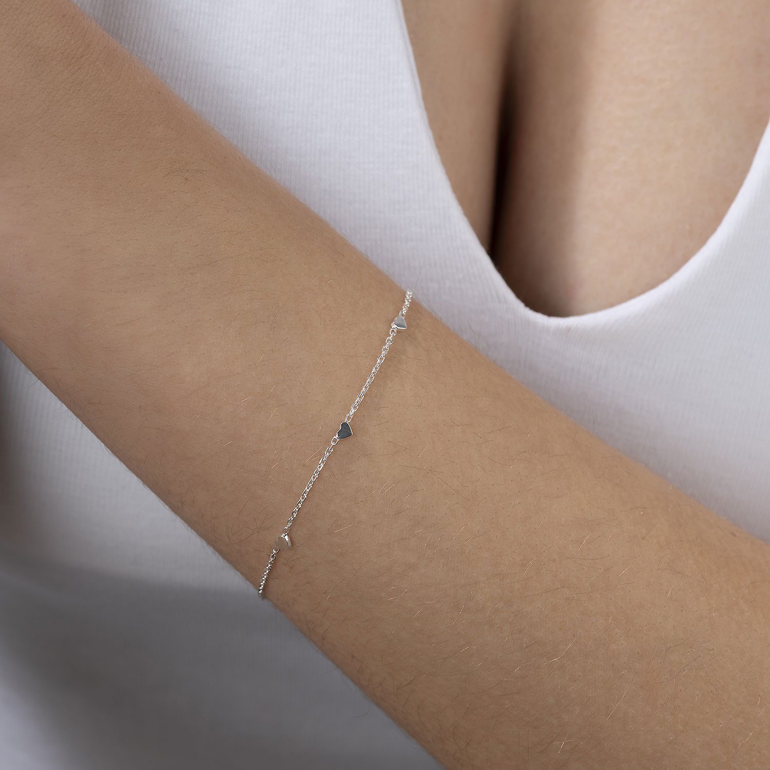 Materia Armkette Damen Silber Herzen filigran längenverstellbar SA-104, Ste günstig online kaufen