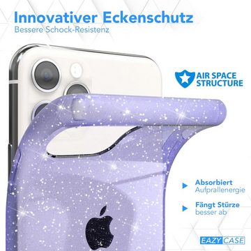 EAZY CASE Handyhülle Glitter Case für Apple iPhone 11 Pro 5,8 Zoll, Etui Bumper Softcase aus Silicon Back Cover Glittery Klar Lila Violett