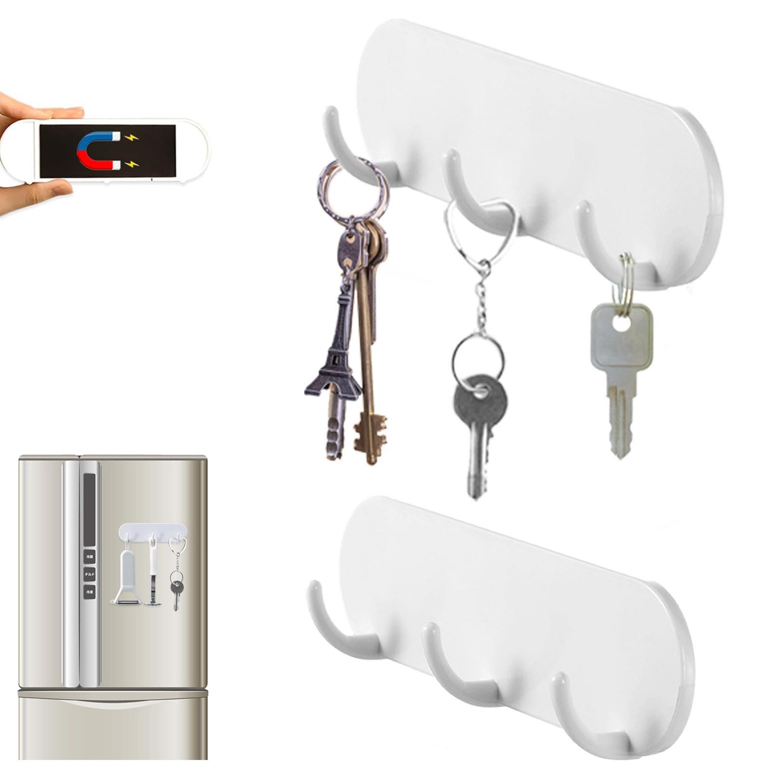 Auledio Schlüsselbrett 2er Set Magnetischer Schlüsselhalter mit 3 Haken, (2 günstig online kaufen