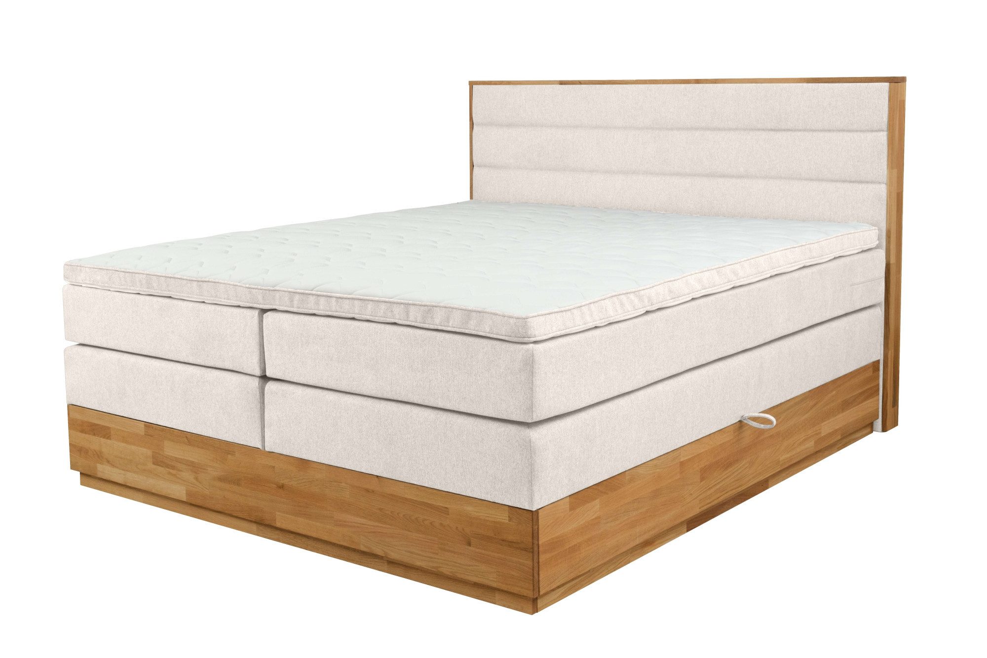 Home affaire Boxspringbett Evelina, Doppelbett, Polsterbett, Komfortbett, 160 & 180 cm, inkl. 6 cm Topper, zwei Bettkästen, Taschen-Federkernmatratze in H3