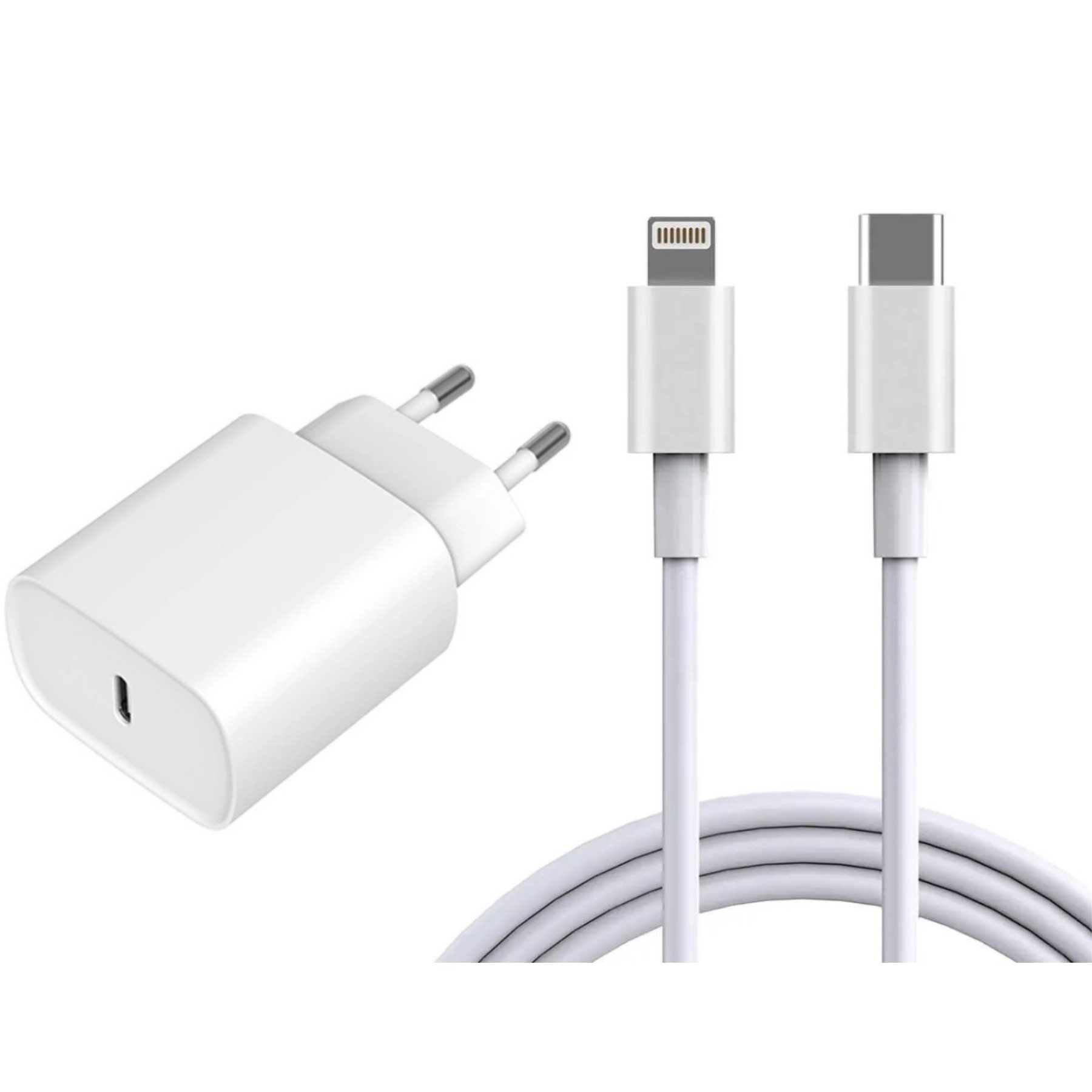 Alpha Electronics 20W USB C Adapter für iPhone 14/14 Plus/14 pro/14 Pro Max 13 12 Handy-Netzteile (Set mit einem Schnellladegerät + 1m Lightning zu USB C Ladekabel)