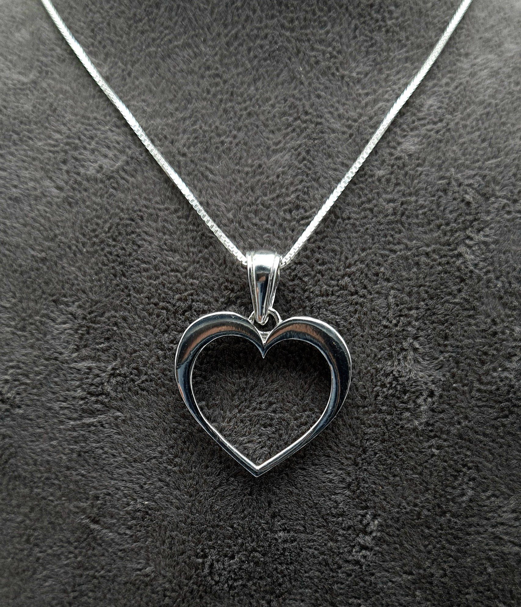 NAHLE Herzkette Herz Damen Silberkette großes Silber Herz (inkl. Geschenkbox), 925 Silber Anhänger - rhodiniert