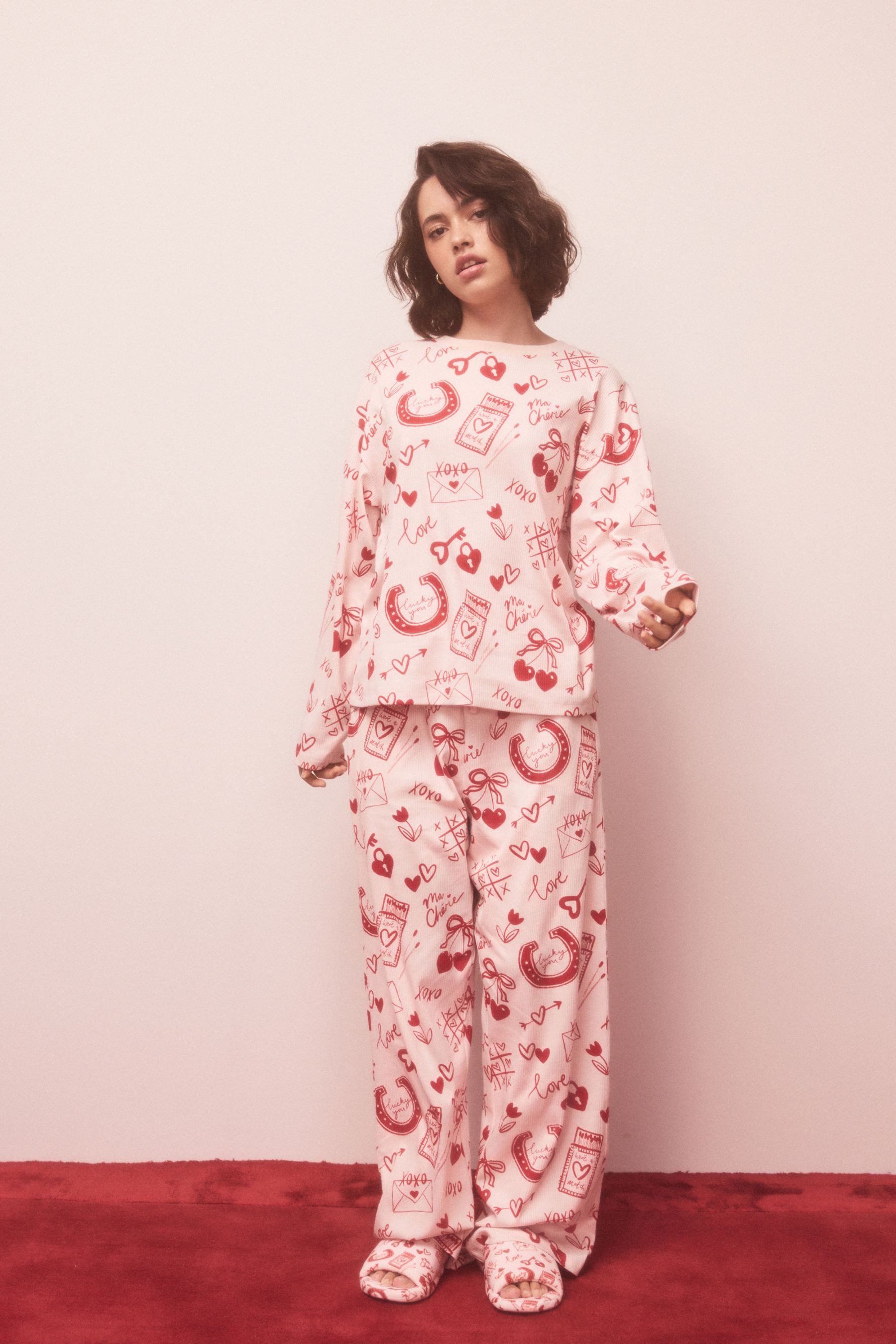 Next Pyjama Gerippter Langarm-Pyjama (2 tlg)