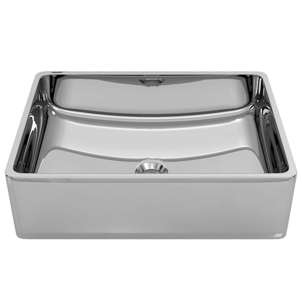 vidaXL Waschbecken Waschbecken Badezimmer Aufsatzwaschbecken 41 x 30 x 12 cm Keramik Silb