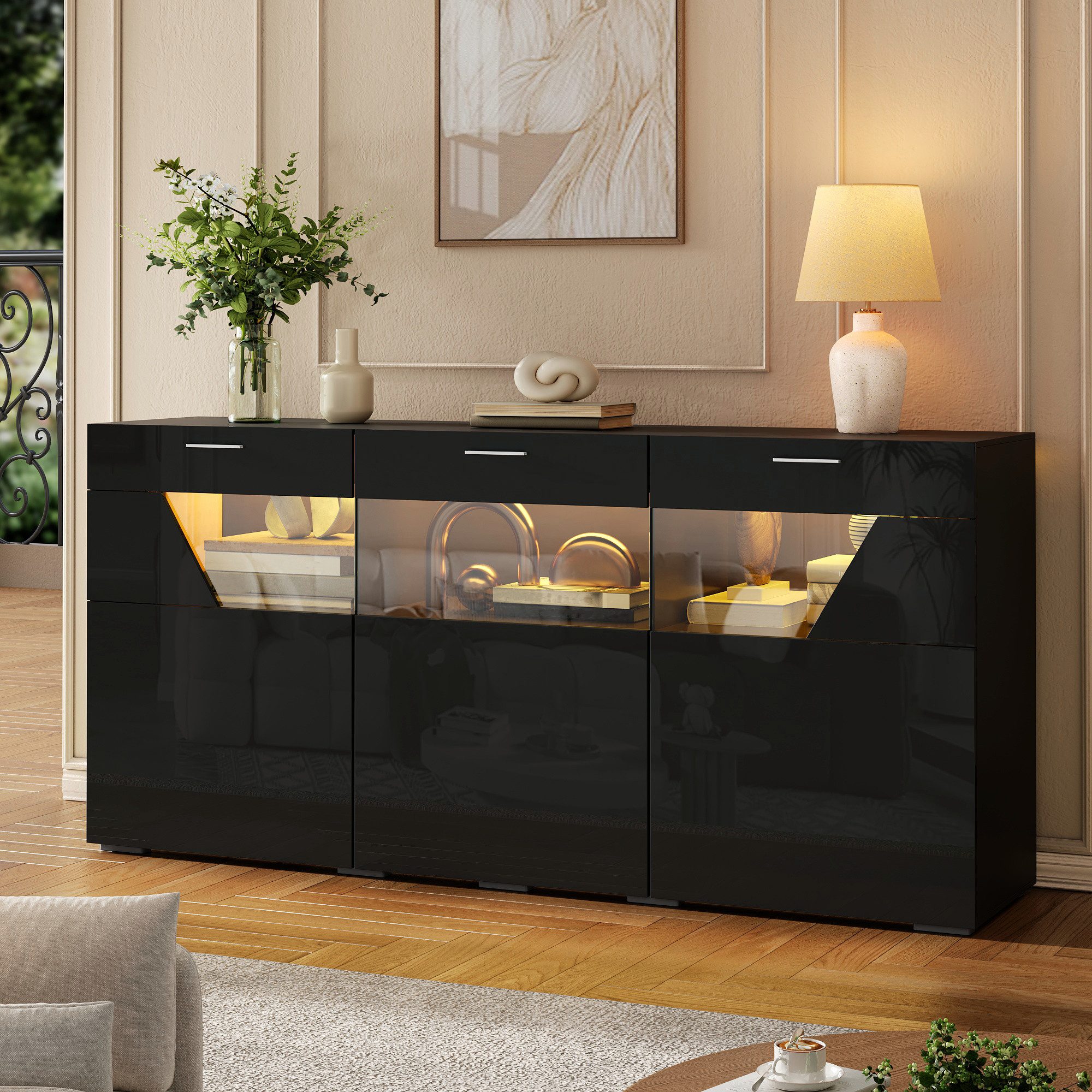 Schwarze Glas Sideboards online kaufen