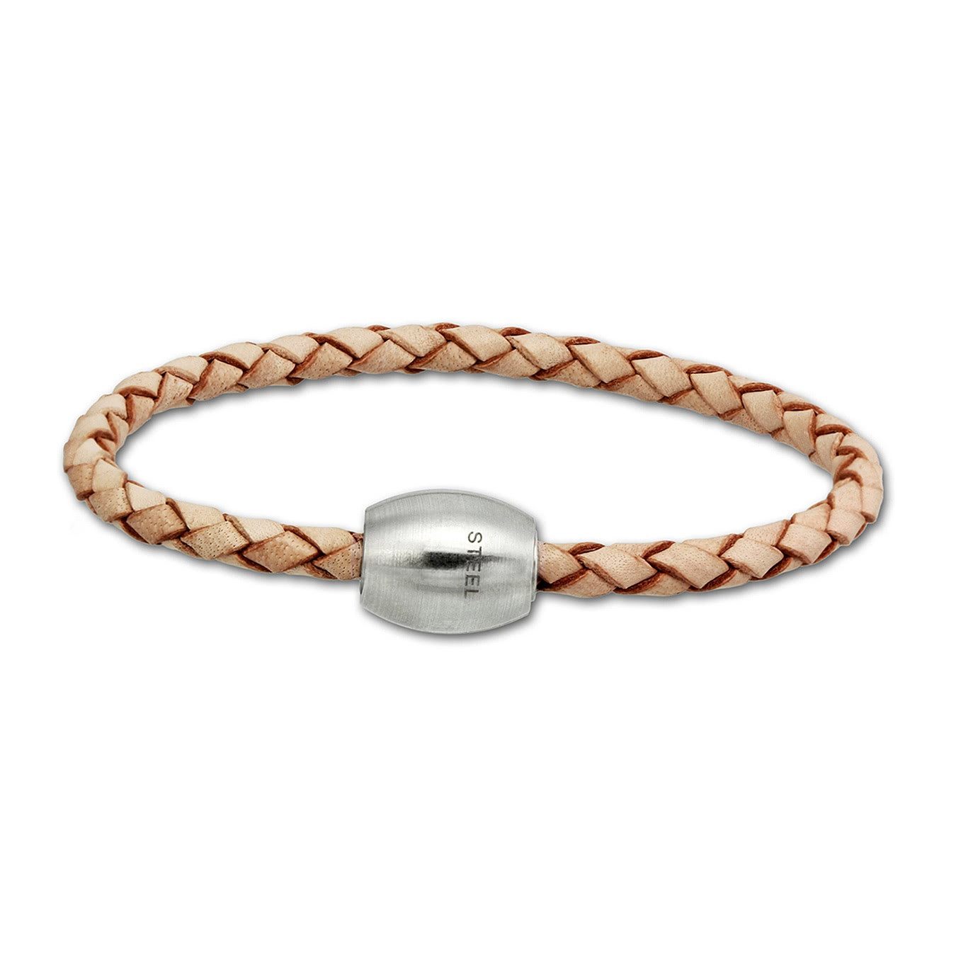 Edelstahlarmband SilberDream Leder Armband 19cm natur