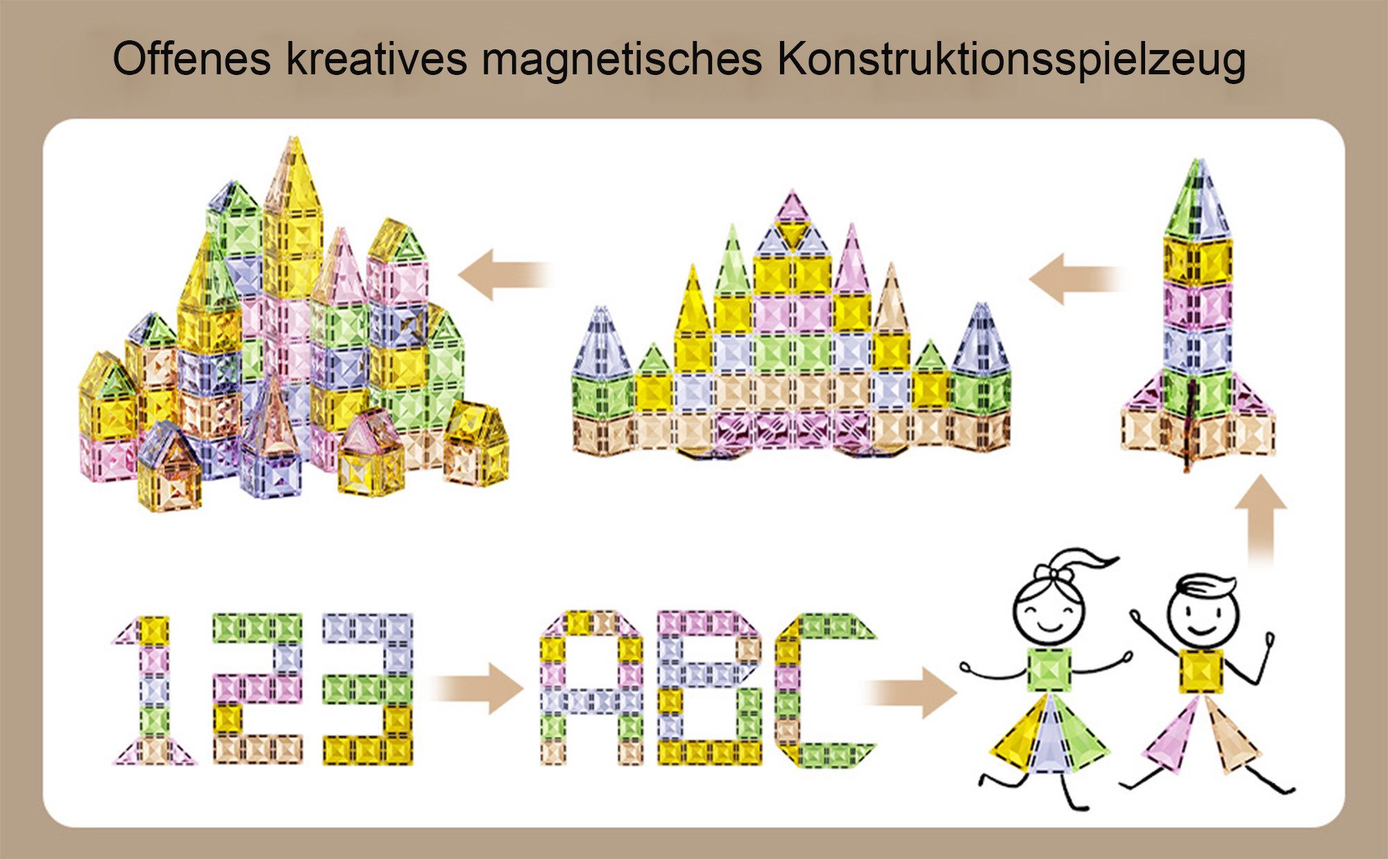 Luckice Magnetische Bausteine – Kreativ-, Lern- und Steckspiel für Kinder Magnetspielbausteine, (Set, 78 St., Magnetbausteine für Kinder ab 3 Jahren, 60 Teile m – Bild 2 von 5