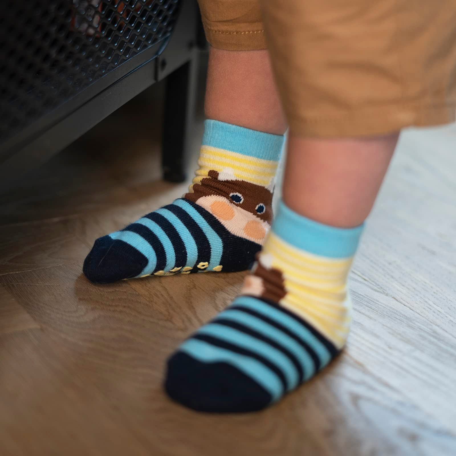 ABS-Socken Stoppersocken Geschenk 3-Paar, Kinder Junge Baby Größen (Packung, Bunte Antirutschsocken Set) 2 2 Soxo Tiere