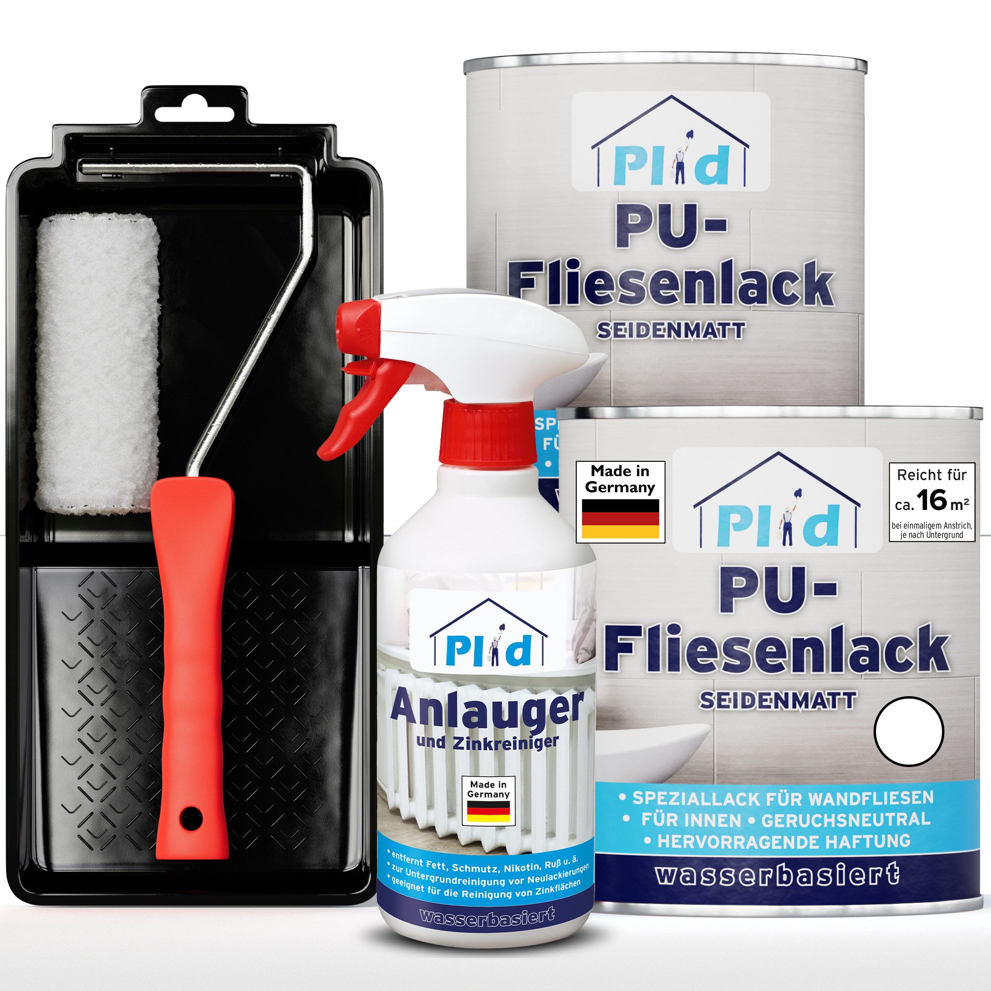 plid Fliesenlack Premium Fliesenlack Fliesen Lack Fliesenfarbe Anlauger Lackierset, schnelltrocknend, spritzwasserbeständig, verarbeitungsfertig