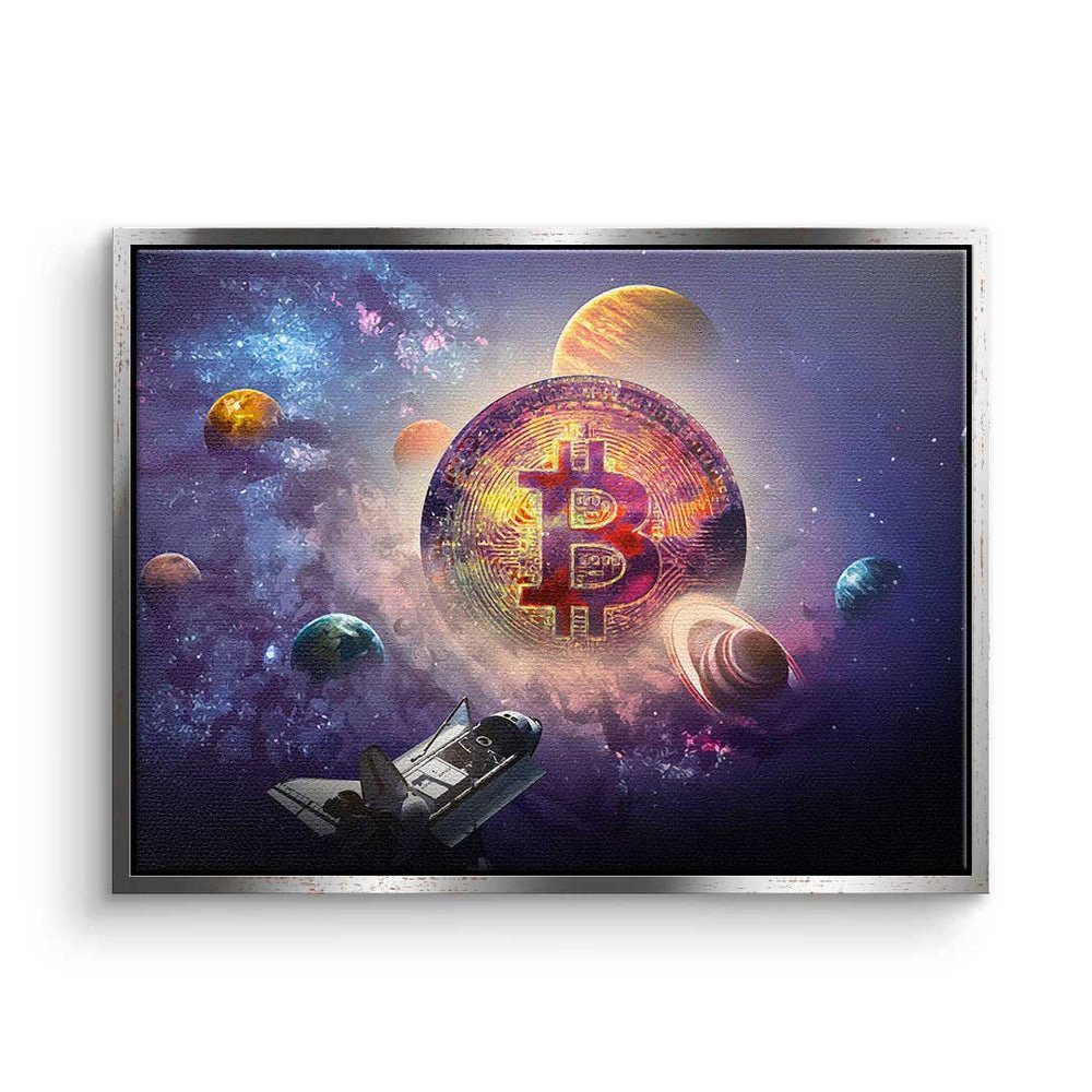 Leinwandbild Premium Bitcoin Universum - Motivat - Bitcoin Crypto - - DOTCOMCANVAS® Rahmen ohne Trading Universum, Leinwandbild