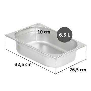 Mahlzeit Thermobehälter GN Behälter 1/2, Höhe 100 mm, Edelstahl Gastronomiebehälter, Edelstahl, für Chafing Dish