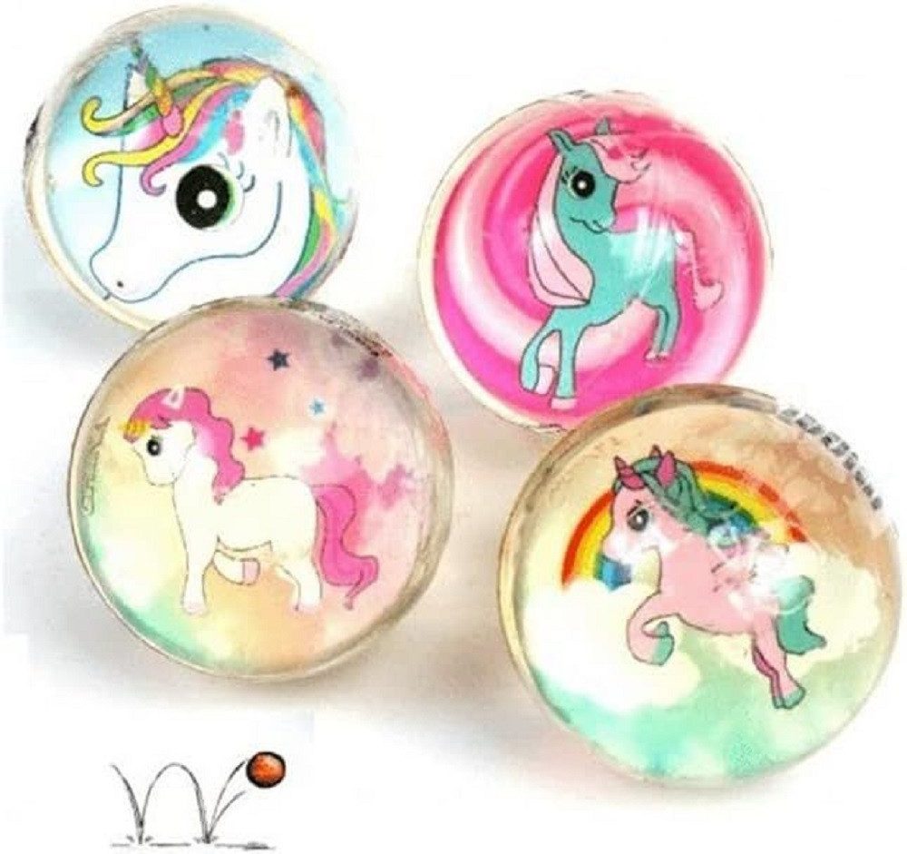 B&G INTERNATIONAL Flummi Flummi ca 3 cm Einhorn Sortiert / Gummiball, Springball, Ball (4-St), Hüpfball,Tombola, Mitgebsel Party, Geschenkidee