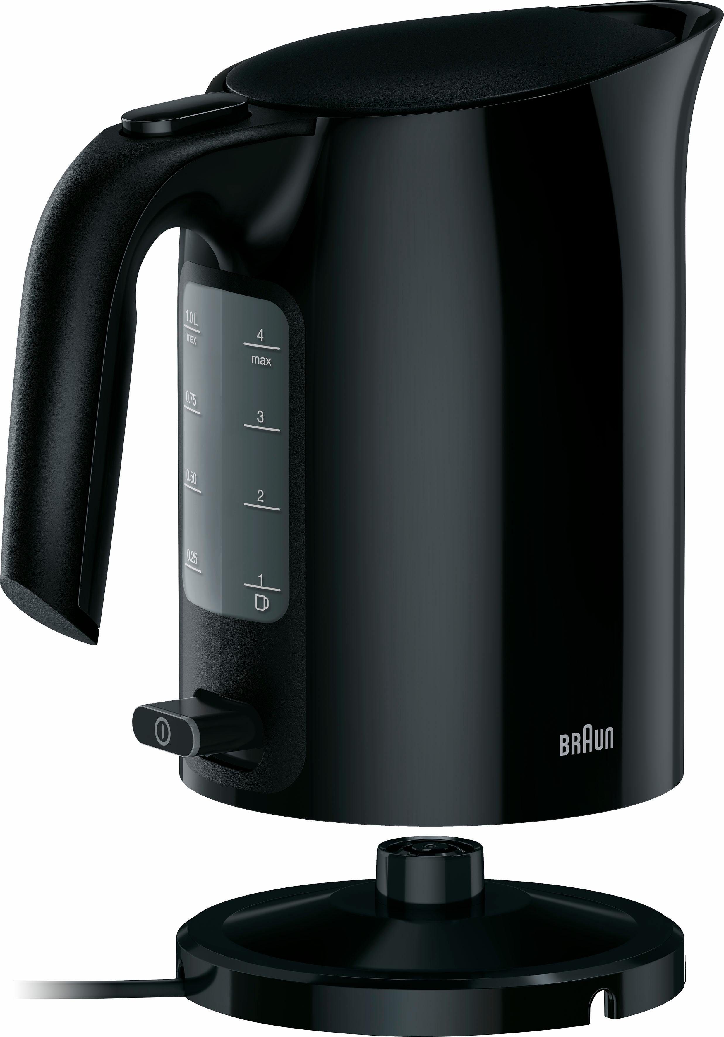 Braun Wasserkocher PurEase WK 3000 BK - 1,0 L, Schnellkochsystem, Anti-Kalk Filter, 1 l, 2200 W, 2.200 W, Kocht 200 ml in 45 Sek., 360 Grad Heitzsockel – Bild 3 von 5
