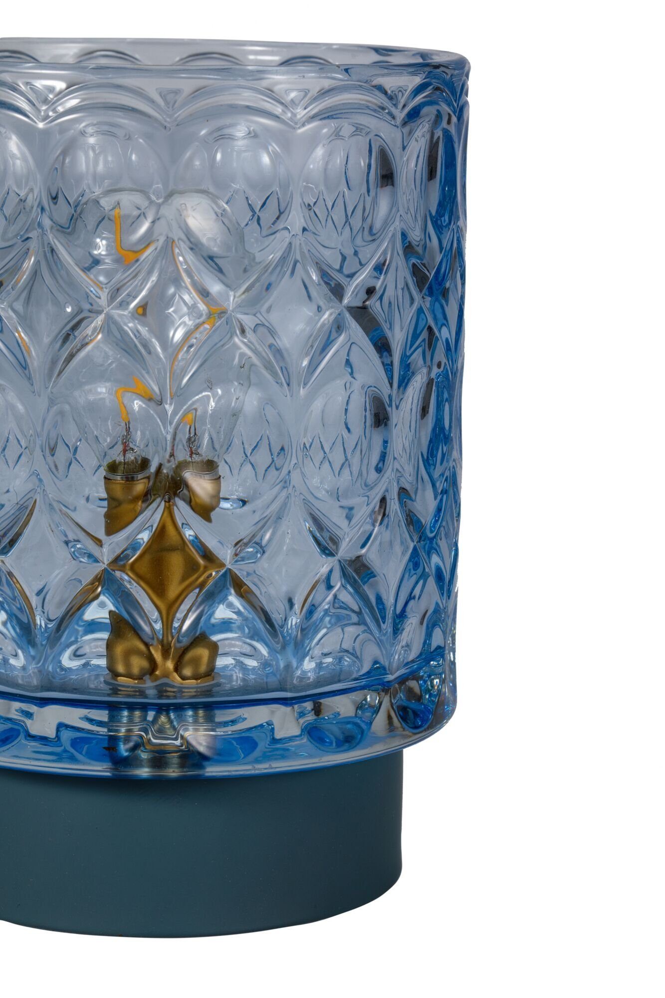 Pauleen LED Tischleuchte Chic Glamour mobile Blau Glas/Metall, LED fest integriert, Warmweiß, E14, Timer Batterie – Bild 4 von 5