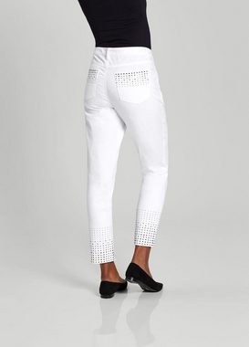 creation L Stretch-Jeans CRéATION L Damen Stretchjeans mit Ziernieten, weiß