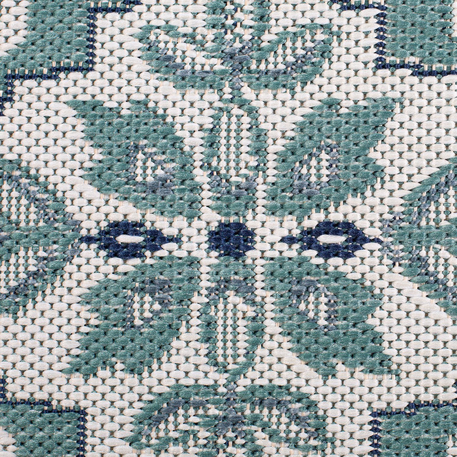 Kunststoff Teppich Türkis Ornament aus DomDeco und Außen, Tiles für Innen Teppich