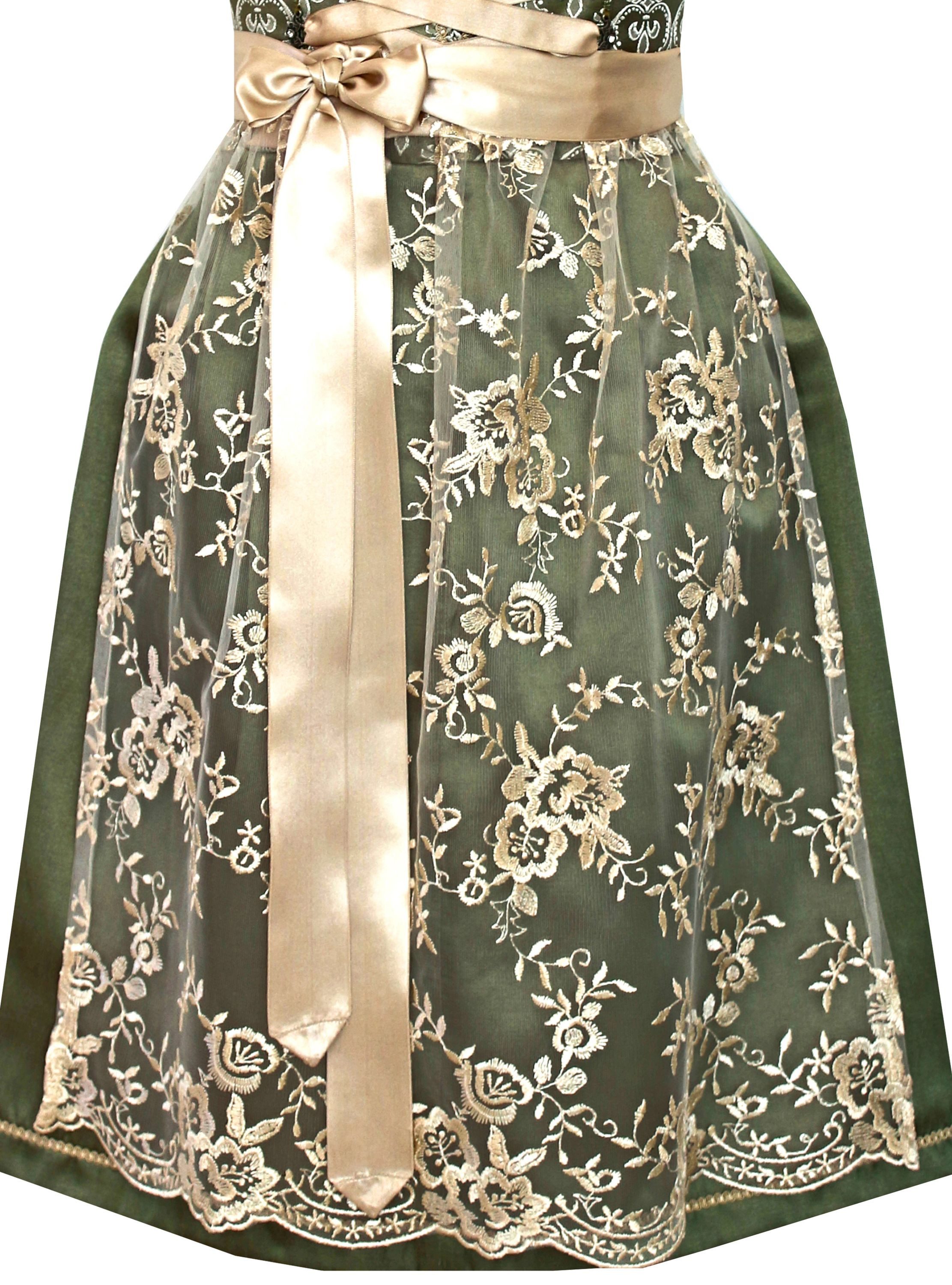 Alpenmärchen Dirndl Dirndl Liesl in Grün und Creme - ALM922