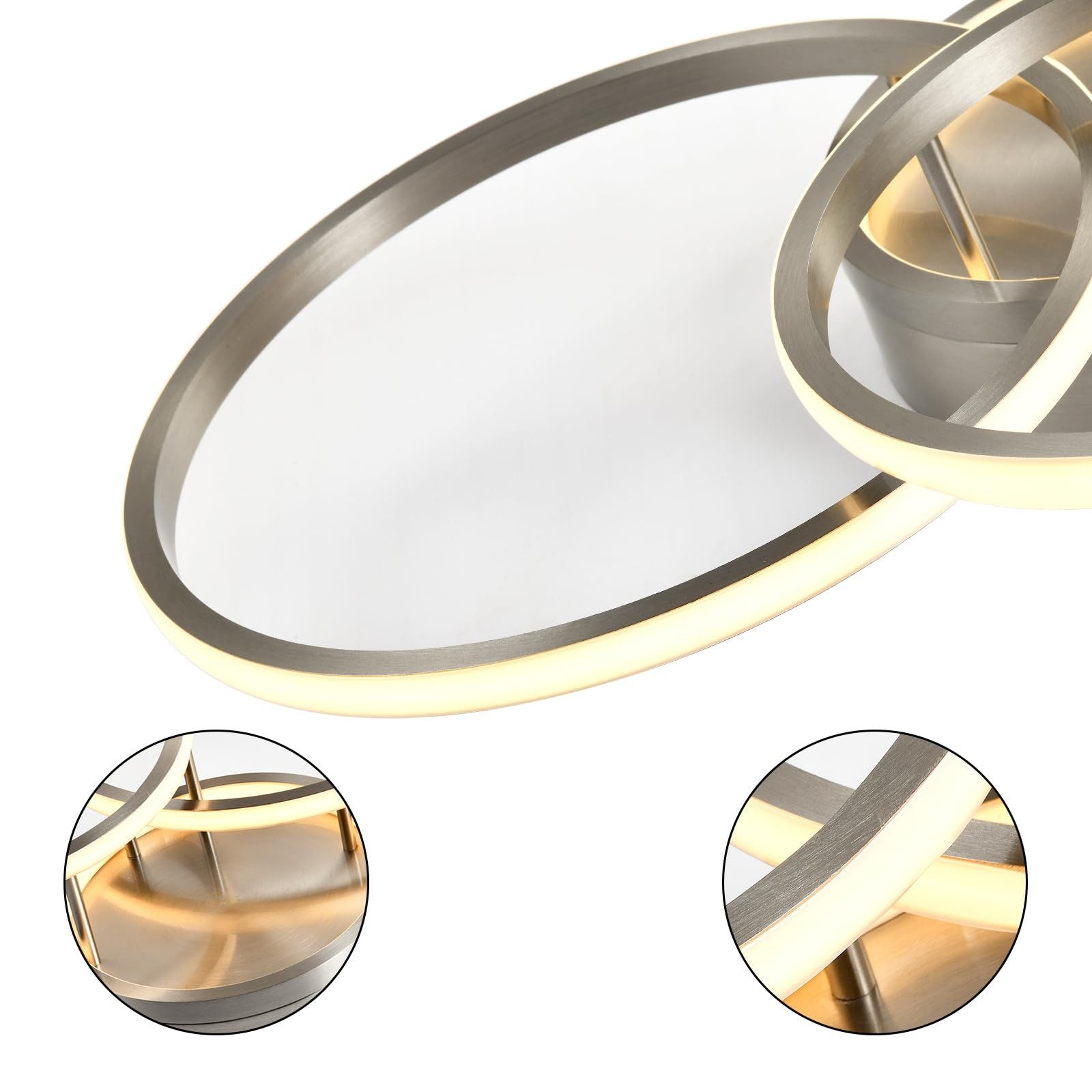 LQWELL LED Deckenleuchte Deckenlampe, Modern Schlafzimmerlampe, 20W 3000K 475 * 410 * 120mm, Küchenlampe aus Aluminium, für Wohnzimmer Schlafzimmer Küche Balkon Flur Keller Büro