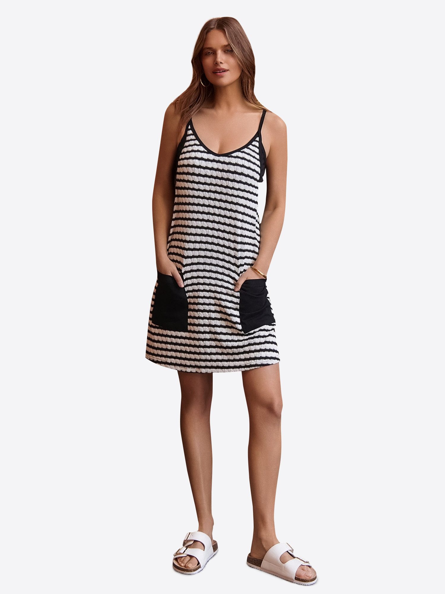 Imily Bela Strampler Damen Minikleid mit Integrierten Shorts (Packung, 1-tlg., 1per-Pack) mit V-Ausschnitt