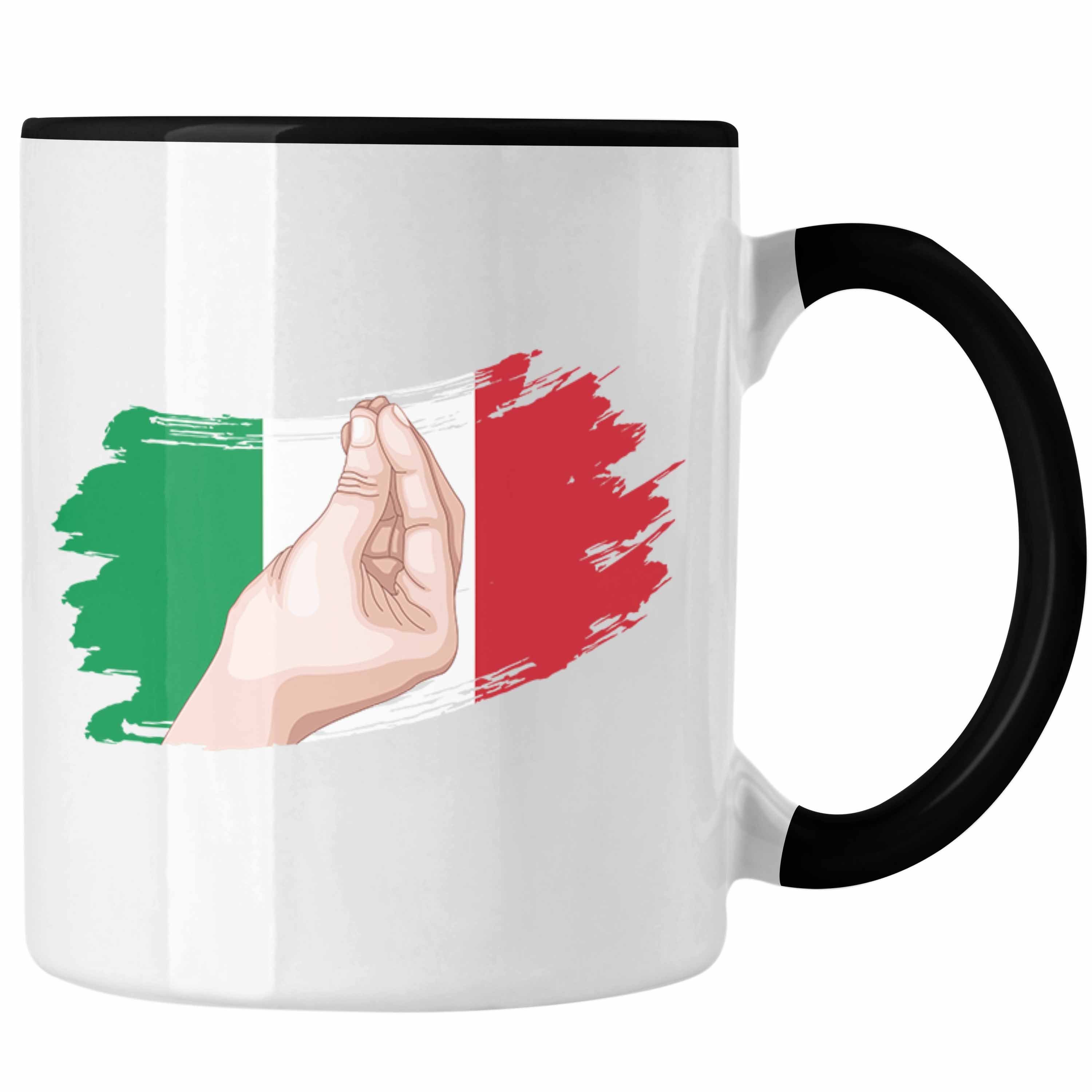 Trendation Tasse Italien Tasse Lustiges Geschenk für Italiener Urlaub Rom Schwarz