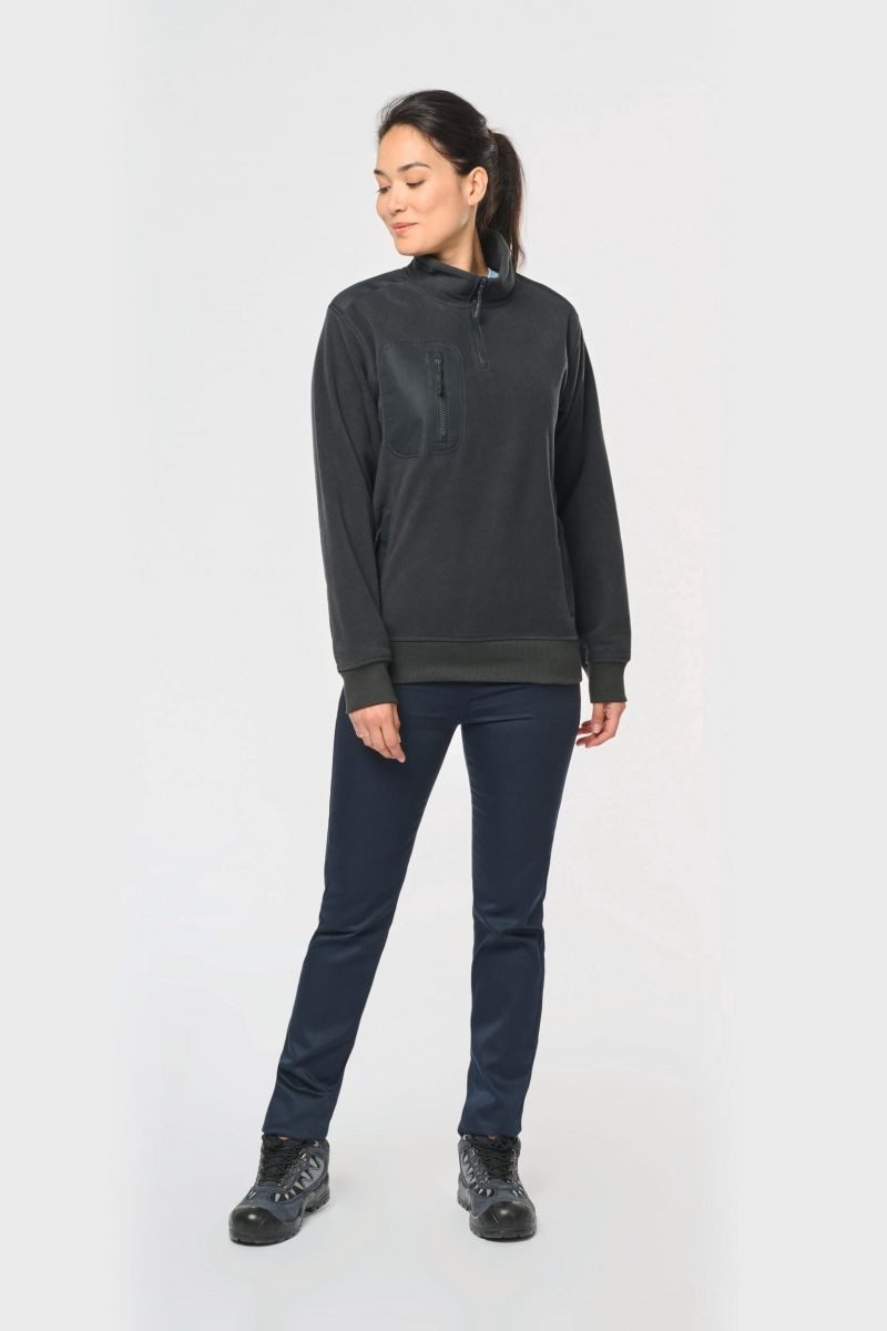 WK. Designed To Work Sweatshirt Umweltfreundlicher Fleecepullover mit Reißverschlusskragen