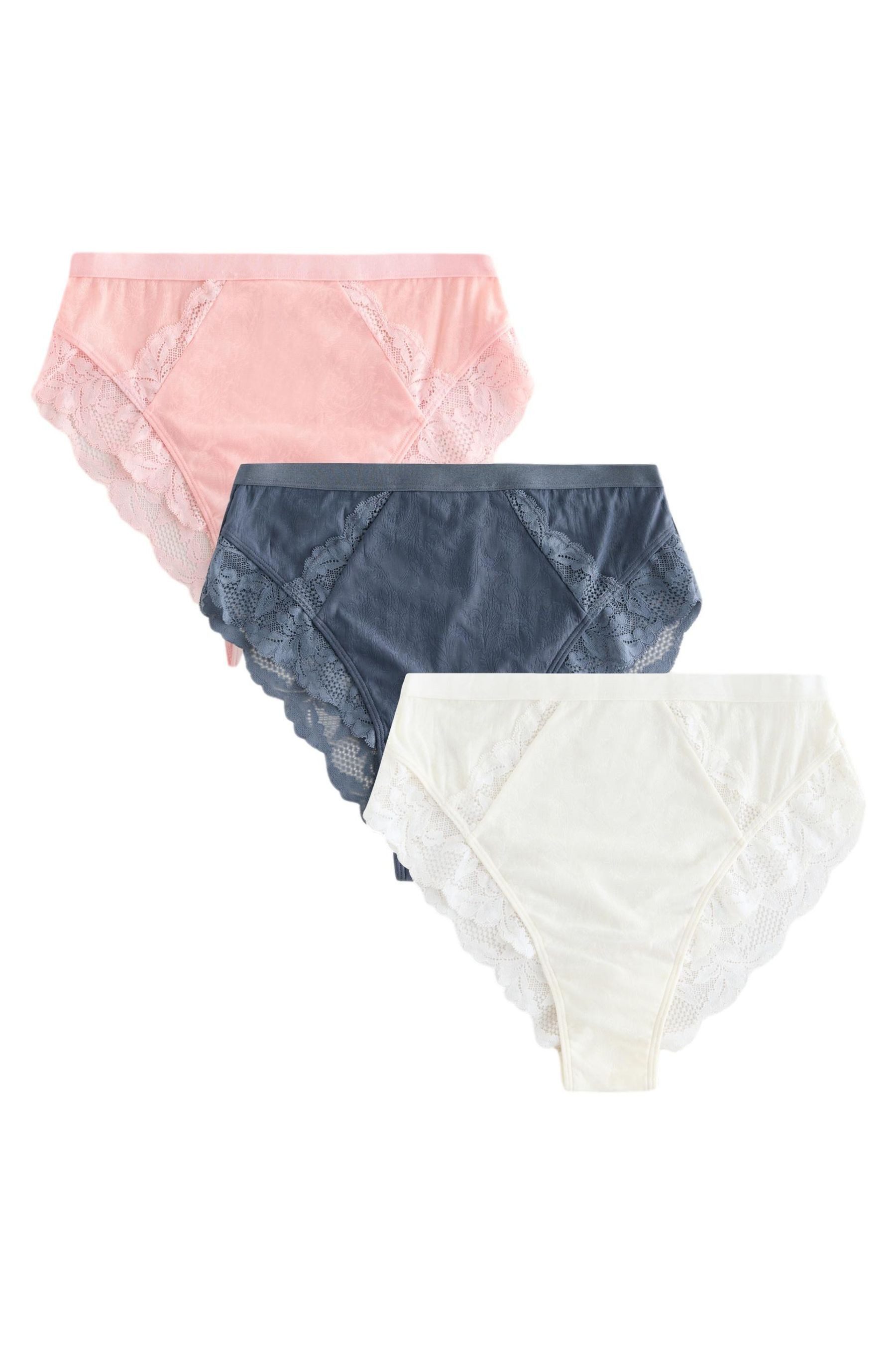 High-Waist-Slip Hochbund-Spitzenslips 3er-Pack, hoher Beinschnitt