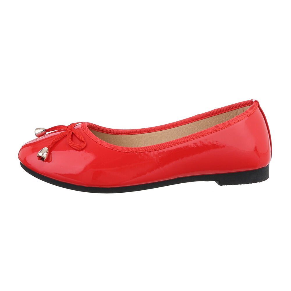 Ital-Design Damen Freizeit Ballerina Blockabsatz Klassische Ballerinas in Rot