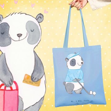 Mr. & Mrs. Panda Tragetasche Panda Golfen - Sky Blue - Geschenk, Jutebeutel, Stoffbeutel, Golf Ver (1-tlg), Cross Stitching Griffe