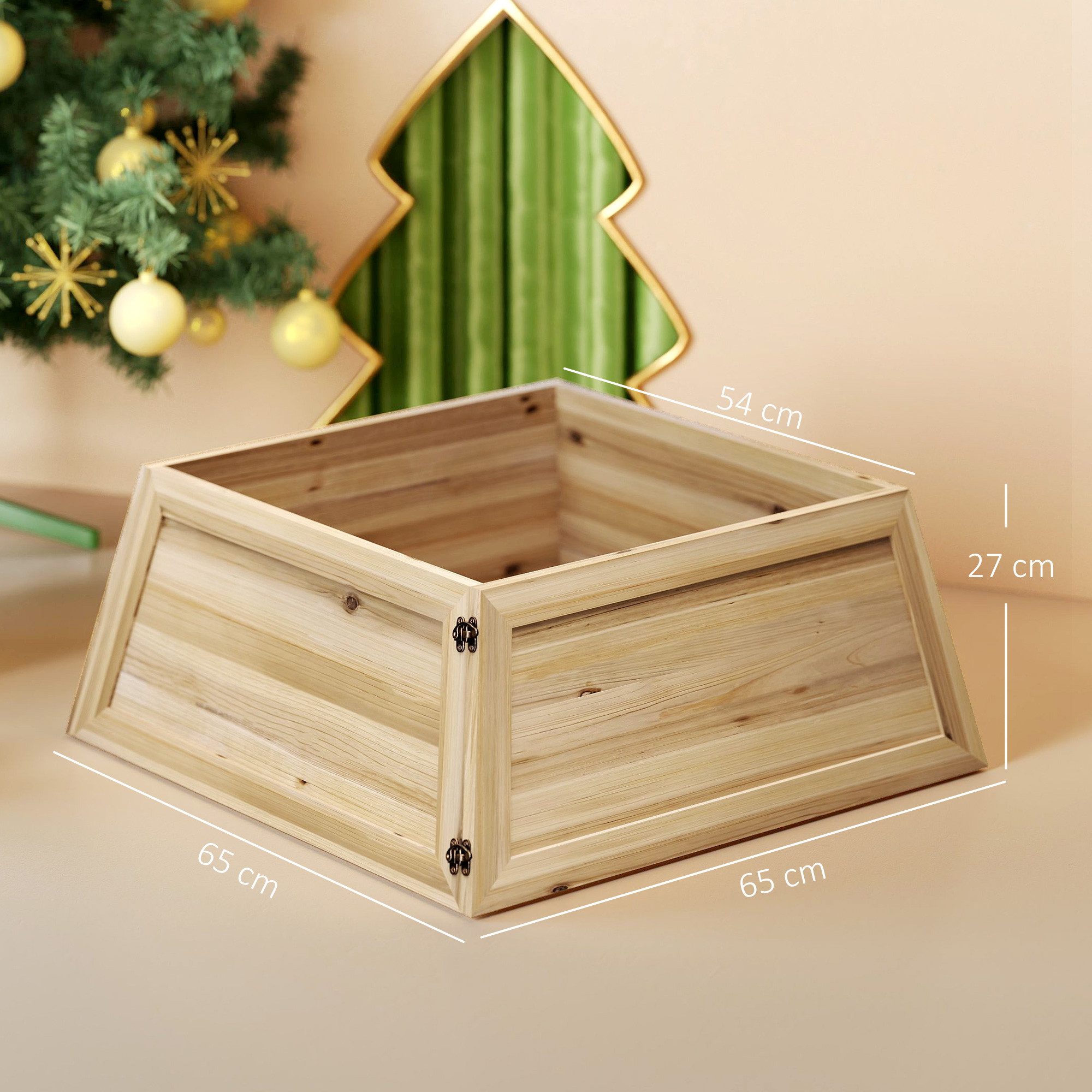 HOMCOM Christbaumständer Barriere für Weihnachtsbaumständer (Weihnachtsbaumstragen, 1-tlg., Landhausstil), rustikaler Charme, Naturholz