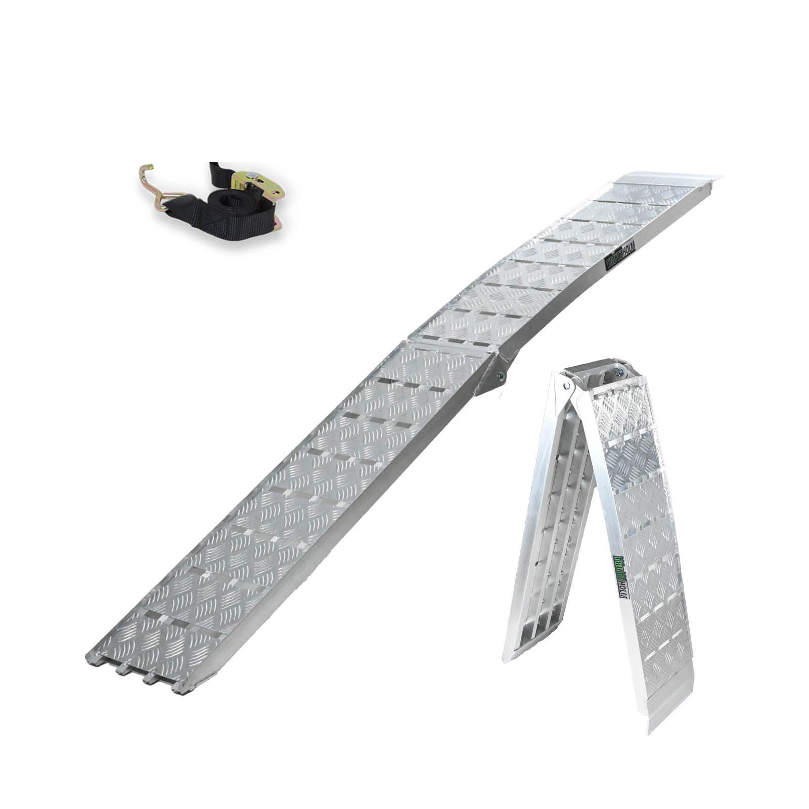 TRUTZHOLM Auffahrrampe TRUTZHOLM 1 x Auffahrrampe klappbar 226 cm Traglast 680 kg Alu grau (Set, 1-St), 228x28x5(LxBxH),klappbar,leicht,Aluminium,Tragkraft:680kg