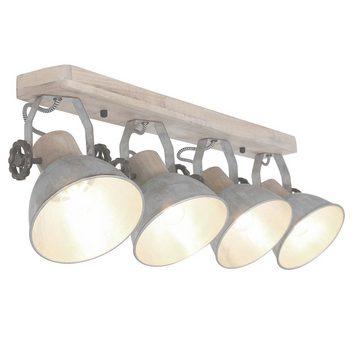 Steinhauer LIGHTING LED Deckenleuchte, Leuchtmittel nicht inklusive, Retro Decken Lampe Holz silber Spot Strahler Leiste Leuchte