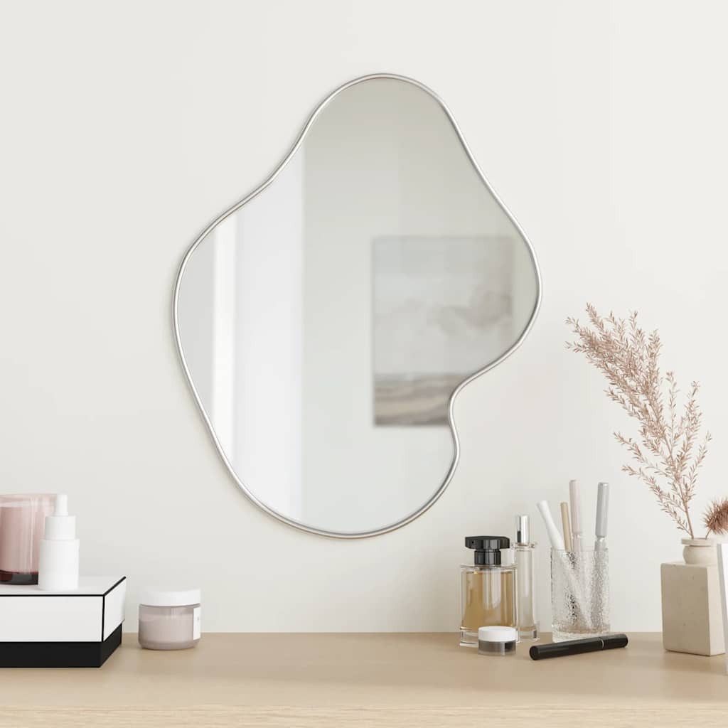 furnicato Wandspiegel 50 x 40 cm Silber mit Glas und PVC-Rahmen (1-St), Stabile Glasspiegel-Variante mit 4 mm Stärke für das Badezimmer