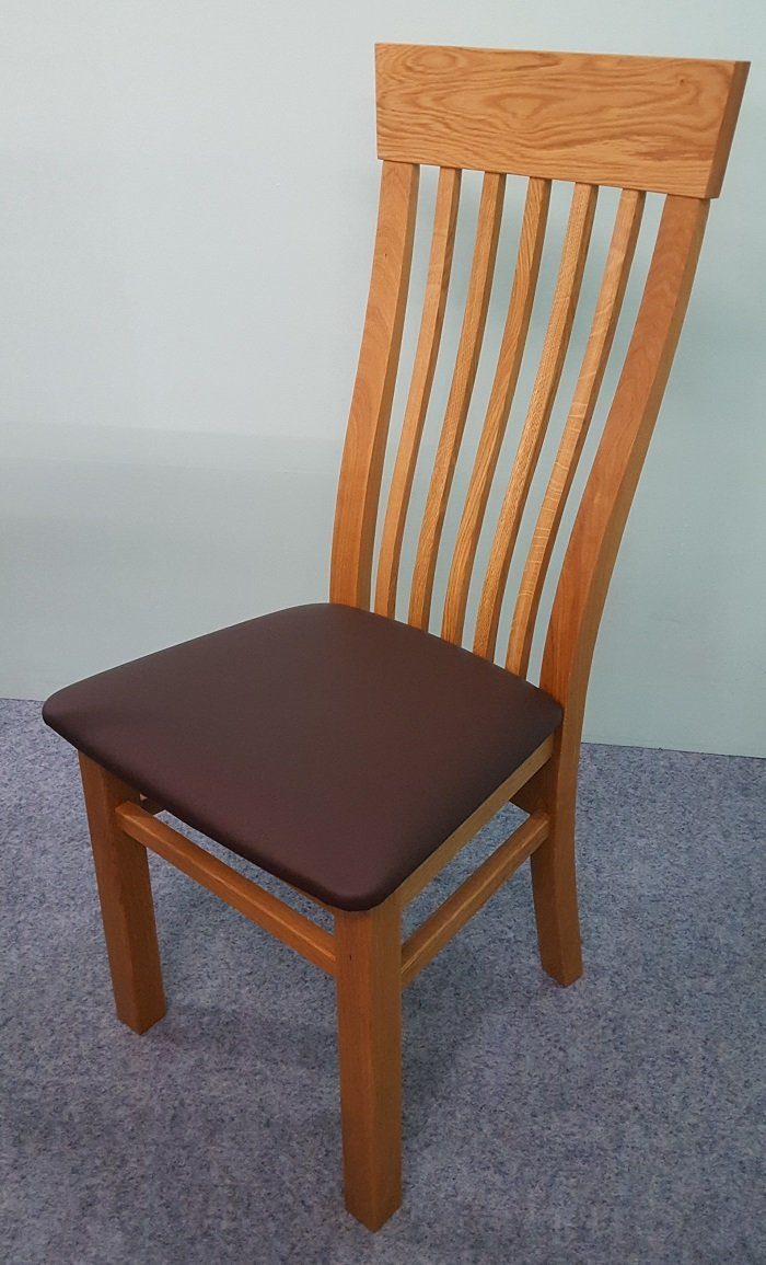 bv-vertrieb Holzstuhl 2 Stühle Bezug echt Leder Küchenstühle Wildeiche  massiv für schwere und große Menschen - (3631)