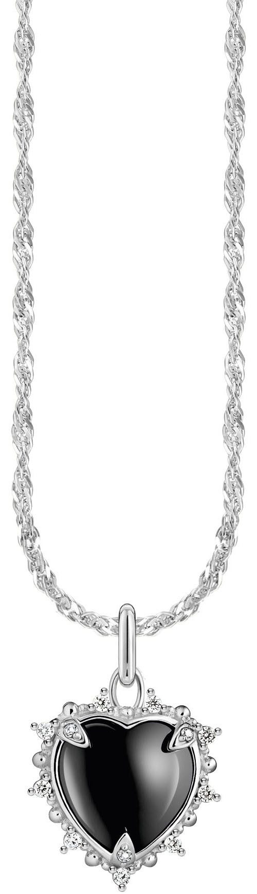 THOMAS SABO Kette mit Anhänger Heart Romance, mit Zirkonia (synth), Saphir (synth)