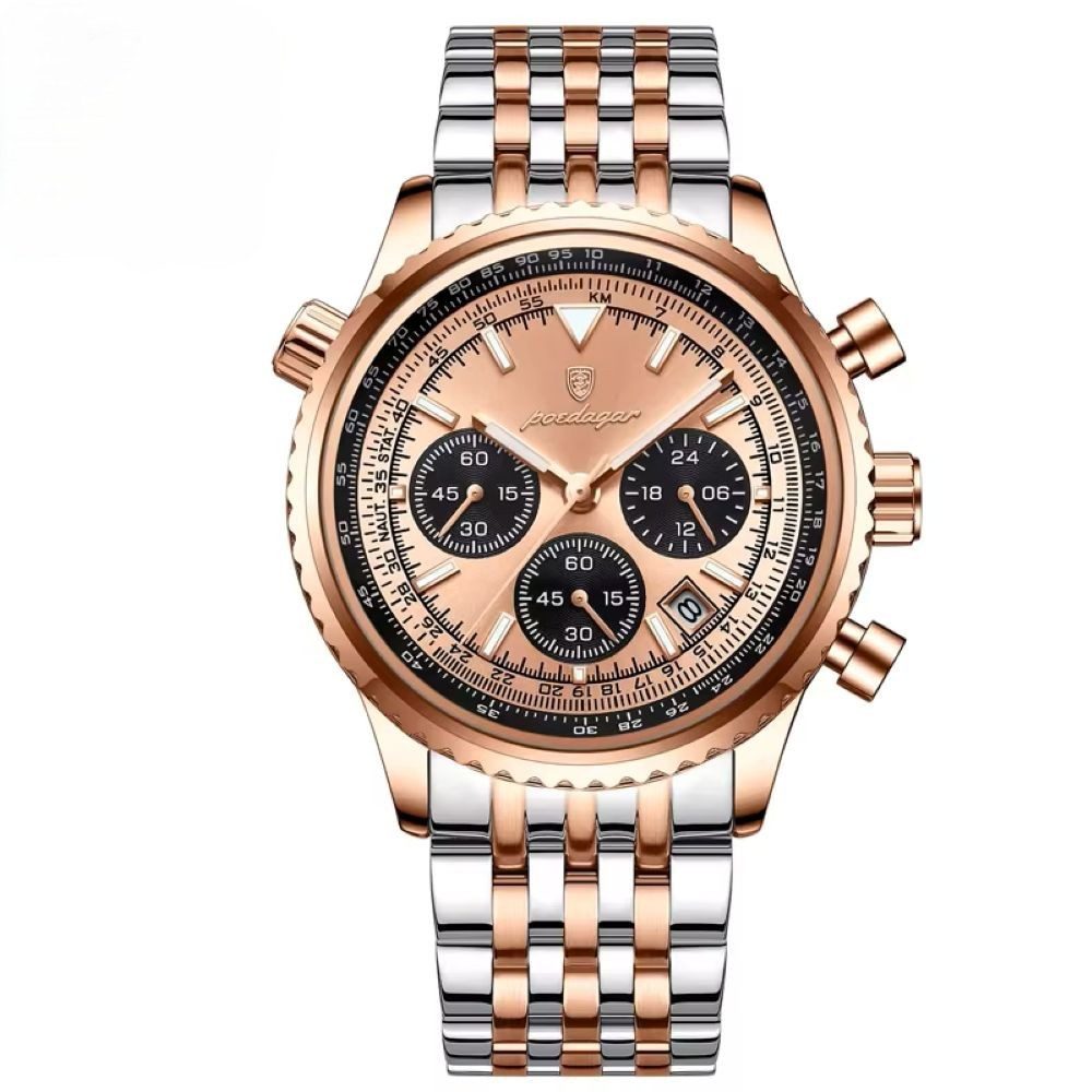 POEDAGAR Quarzuhr Poedagar Herren-Armbanduhr Chronograph Quarz Edelstahl 960